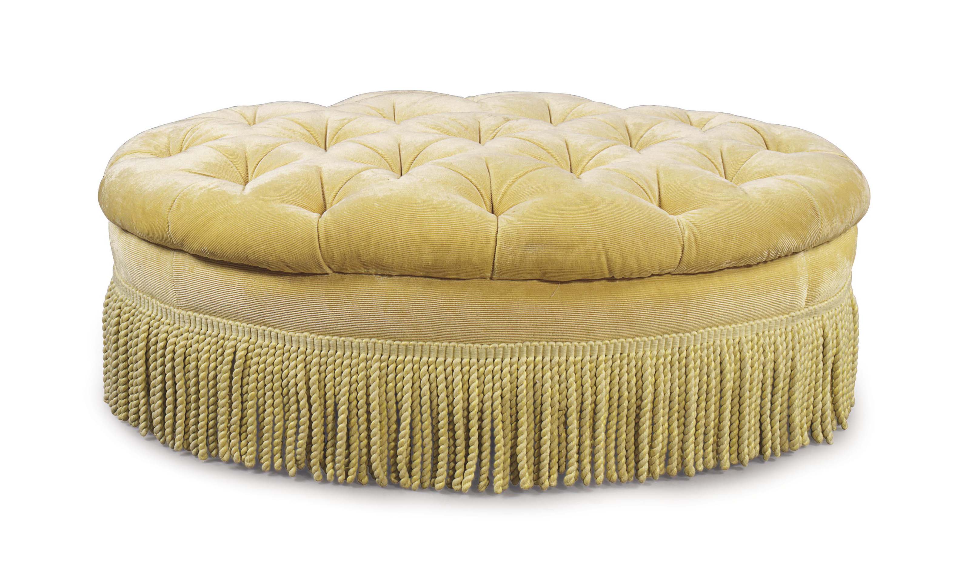 A Tufted Upholstered Ottoman Supplied By Michael Taylor 20th