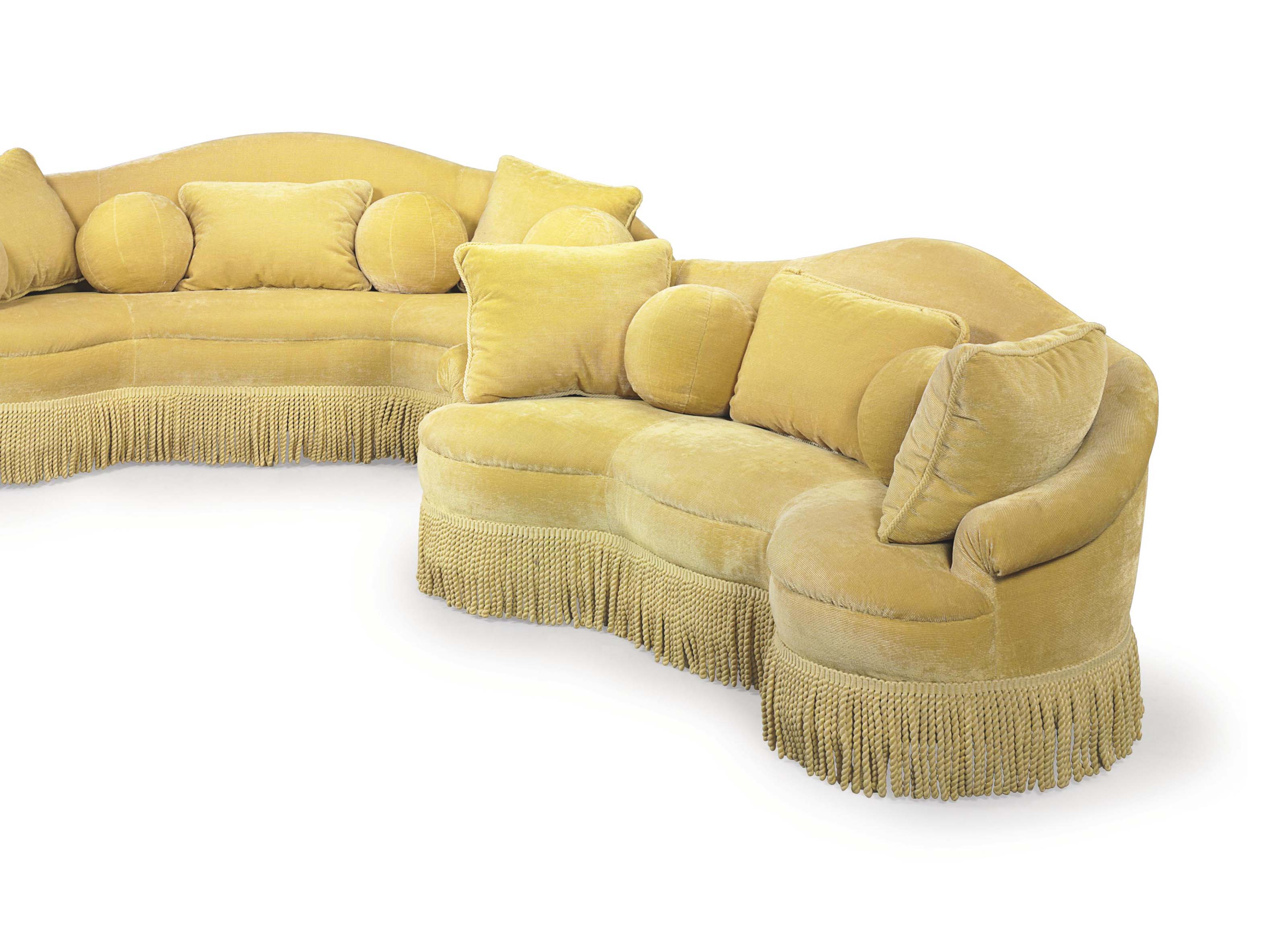 A PAIR OF YELLOW SOFAS , SUPPLIED BY MICHAEL TAYLOR, 20TH CENTURY