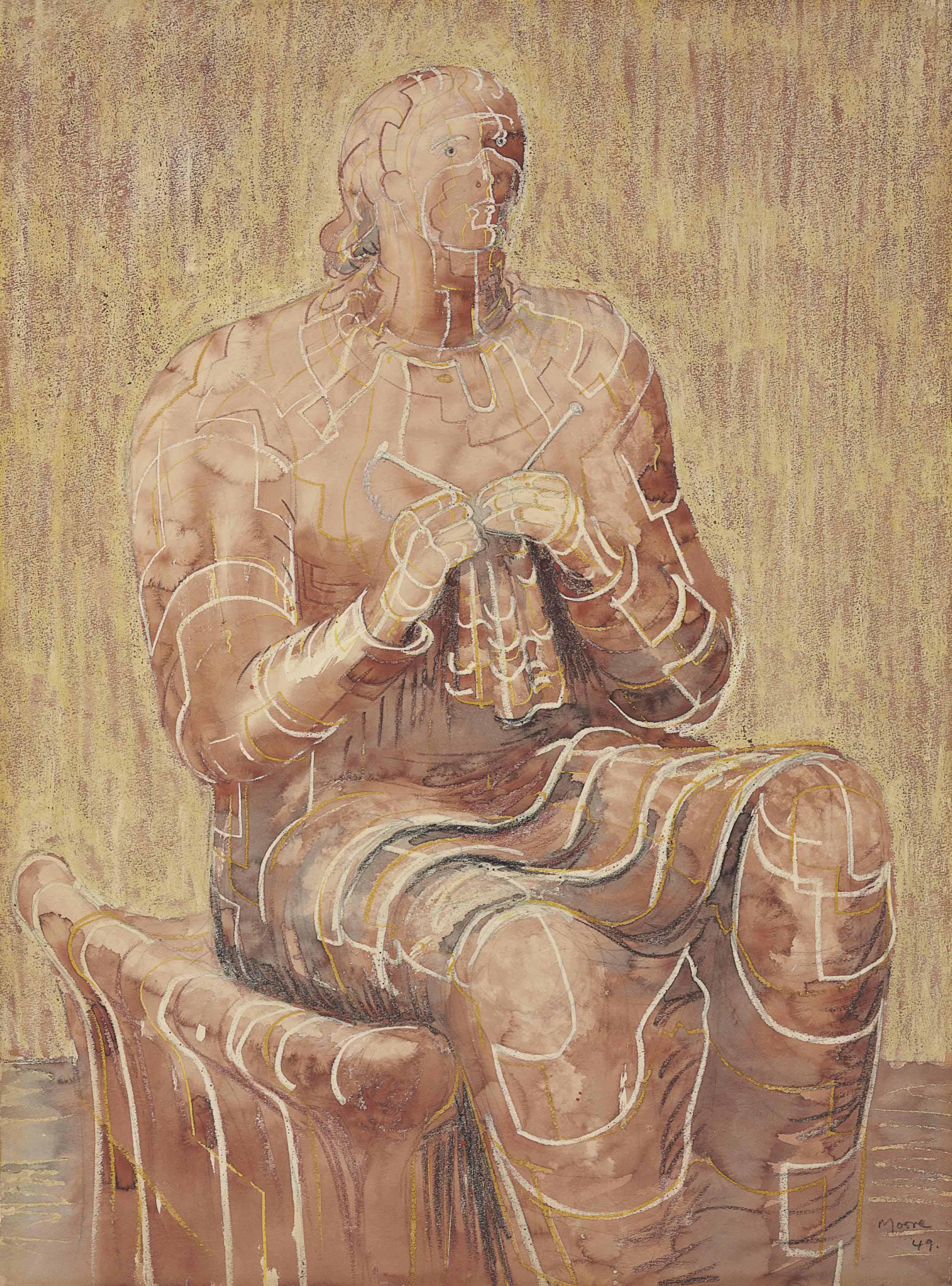 Woman Knitting 
