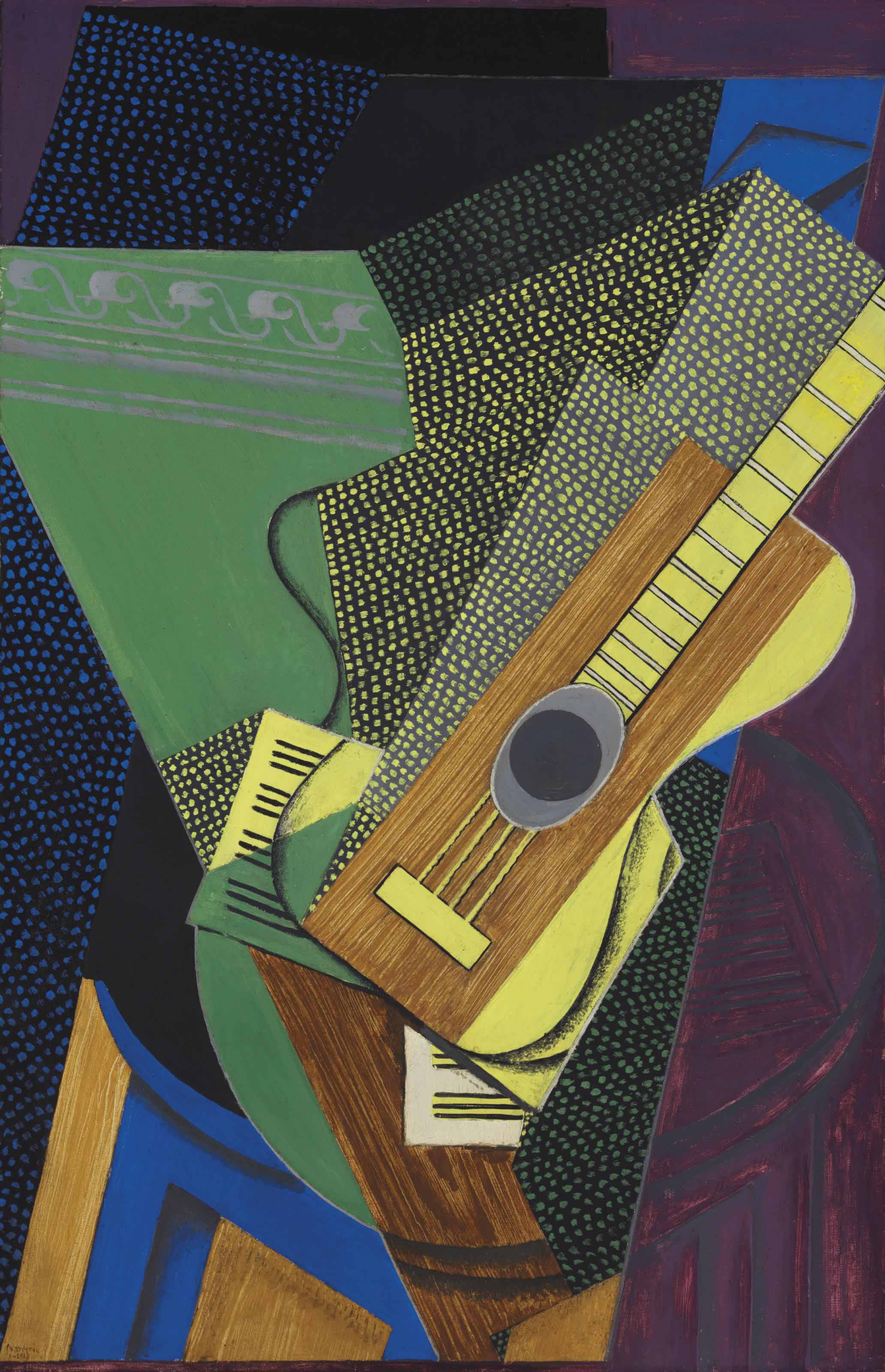 Juan Gris (1887-1927) , Guitare sur une table | Christie's