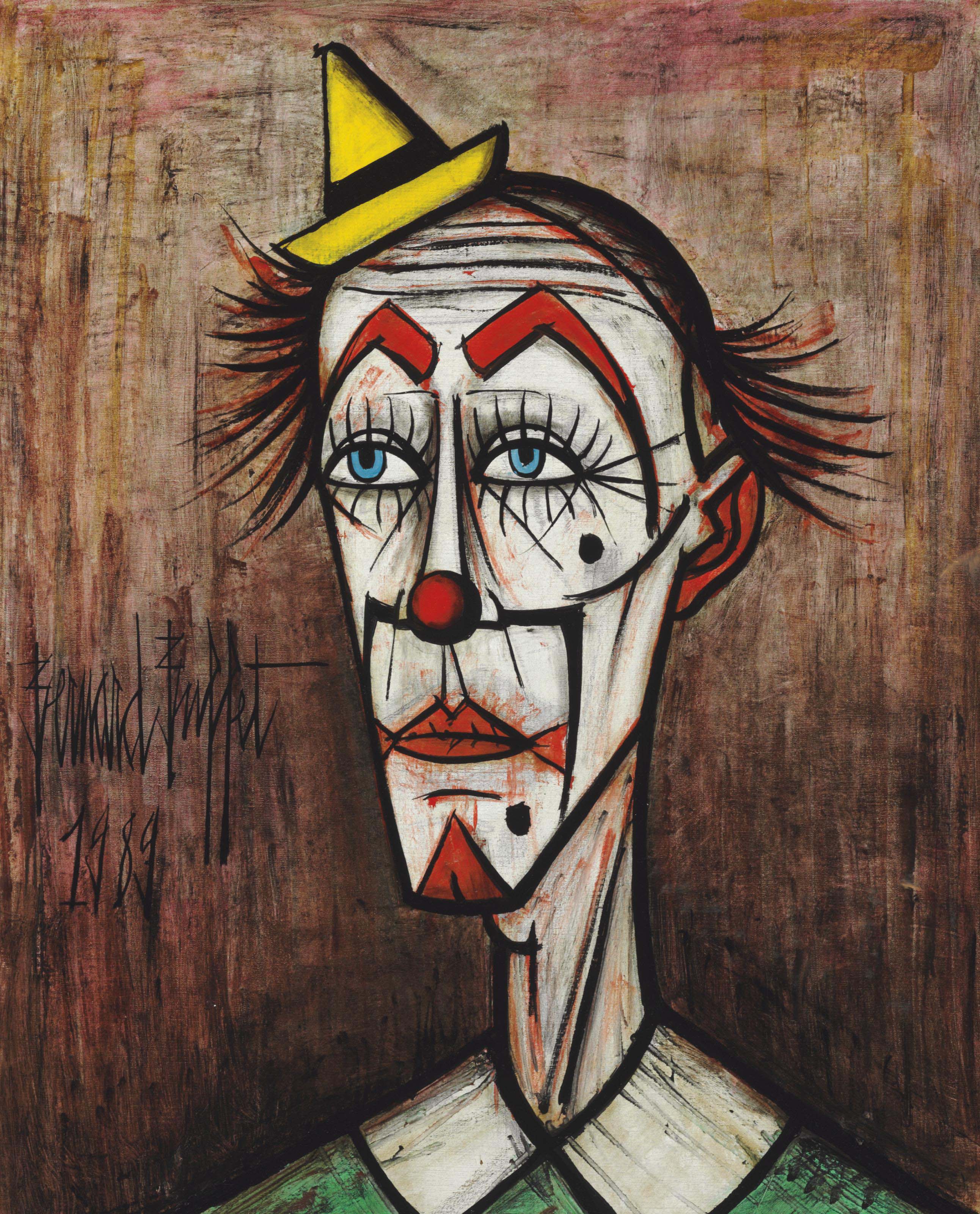 Bernard Buffet (1928-1999) , Clown au petit chapeau jaune ...