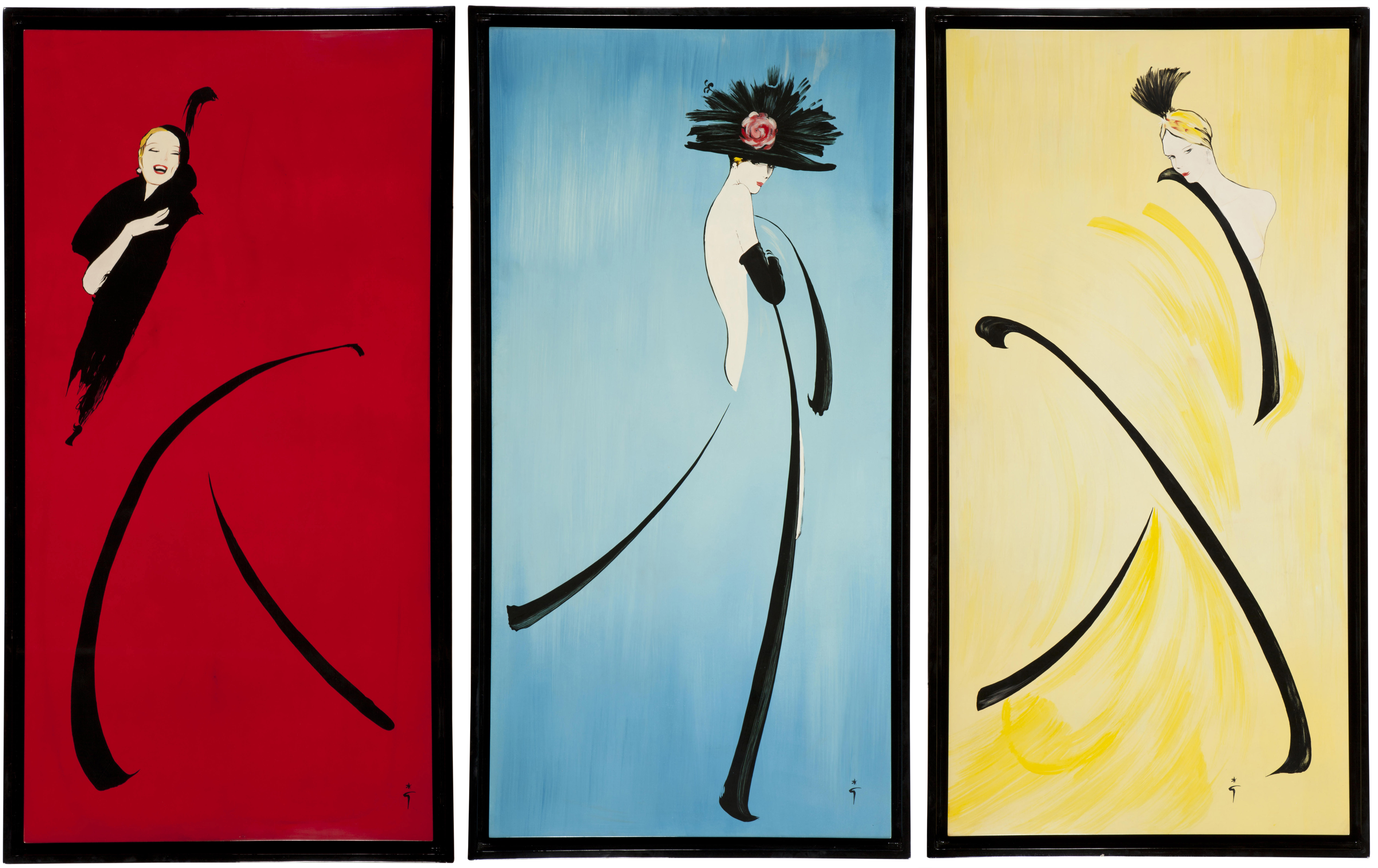 RENE GRUAU EDITIONS, 'LES GIRLS' A GROUP OF THREE PANELS
