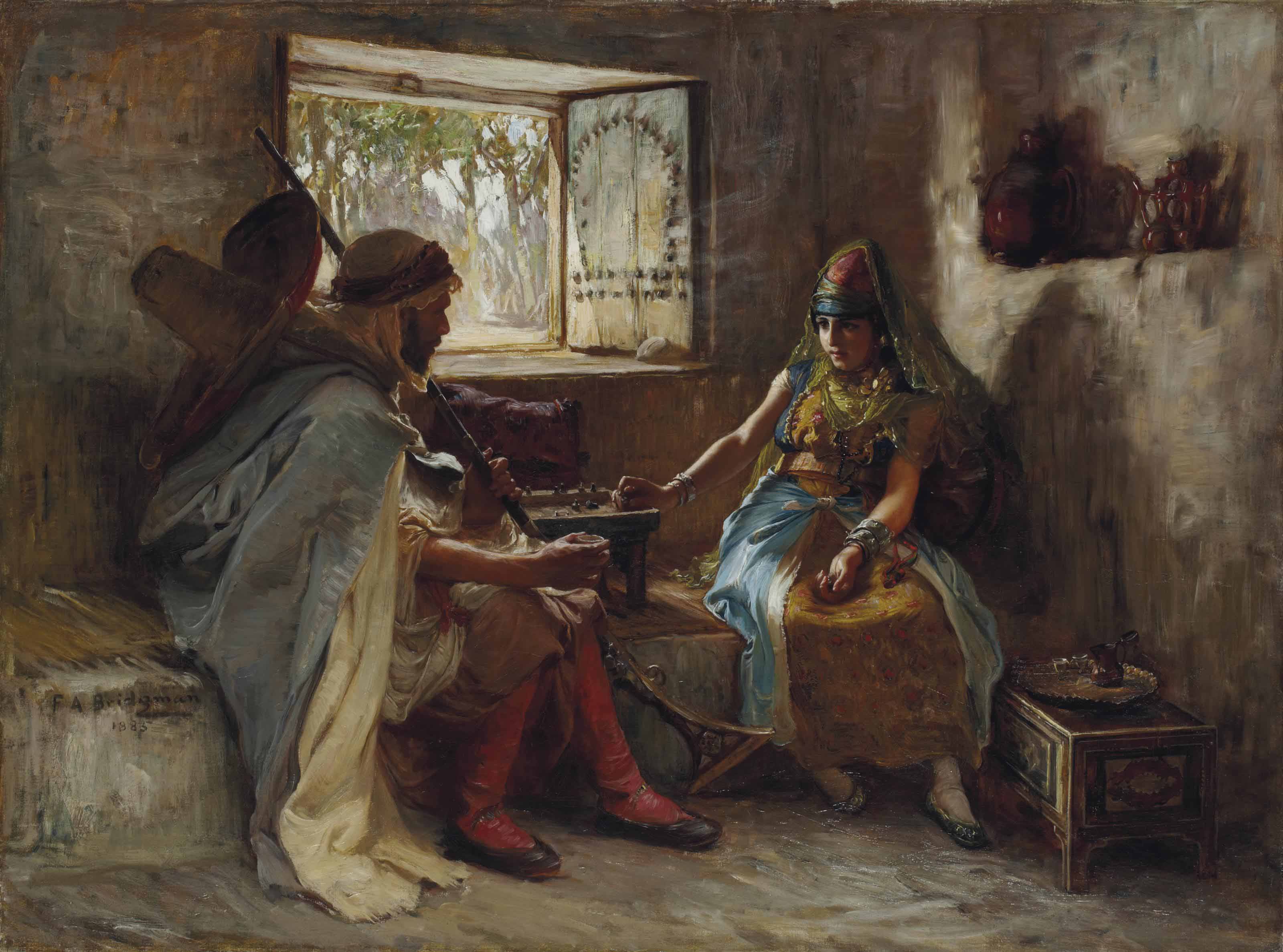 Reproductions Copies Art Antiquites Frederick Arthur Bridgman Orientaliste Interieur Artiste Tableau Huile Peinture Pec Nu