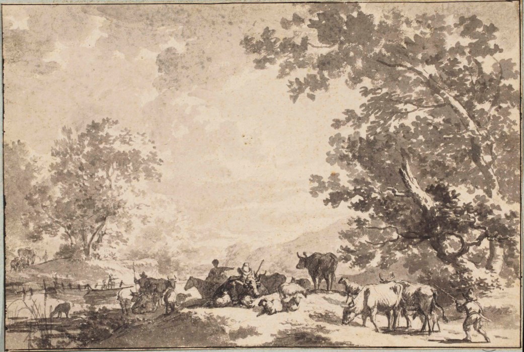 Jacob Cats (Altenau 17411799 Amsterdam) , Peasants and animals in a