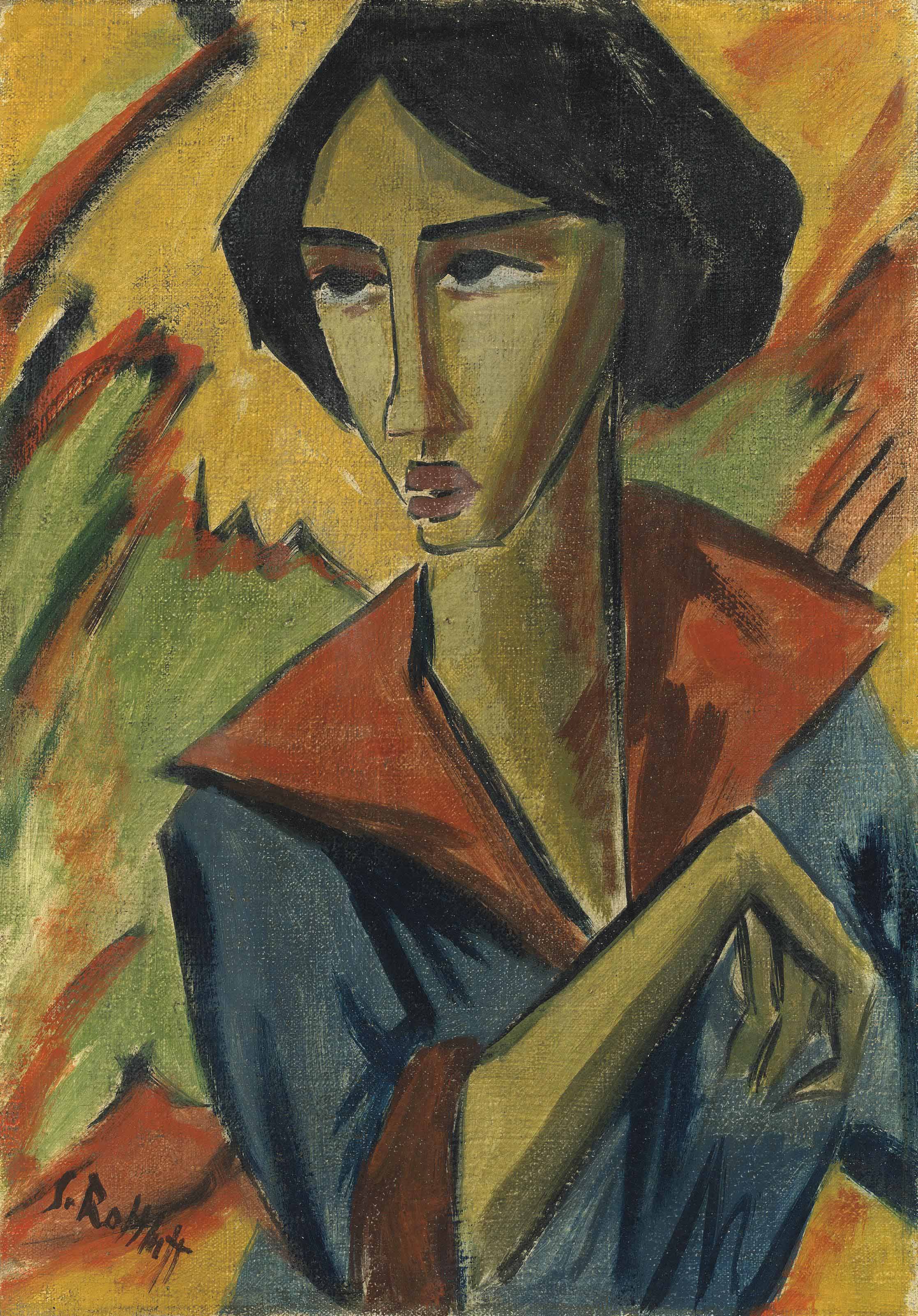 Karl Schmidt-Rottluff (1884-1976), Mädchen mit rotem Kragen