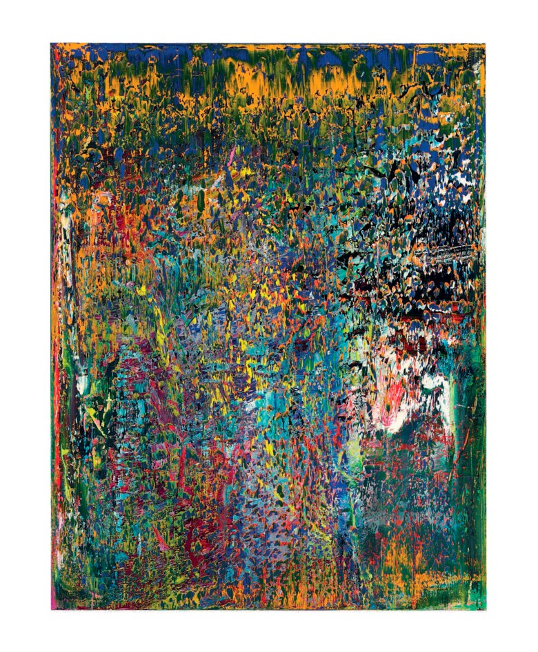 杰哈德·李希特，《抽象画作》，油彩 画布，102 18 x 78 78吋 (259.4 x 200.3公分)，1989年作。2014年2月13日于佳士得伦敦售出 ，成交价19,570,500英镑