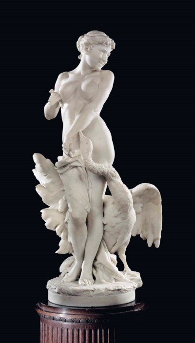 AN ITALIAN WHITE MARBLE GROUP OF LEDA AND THE SWAN , BY VITTORIO