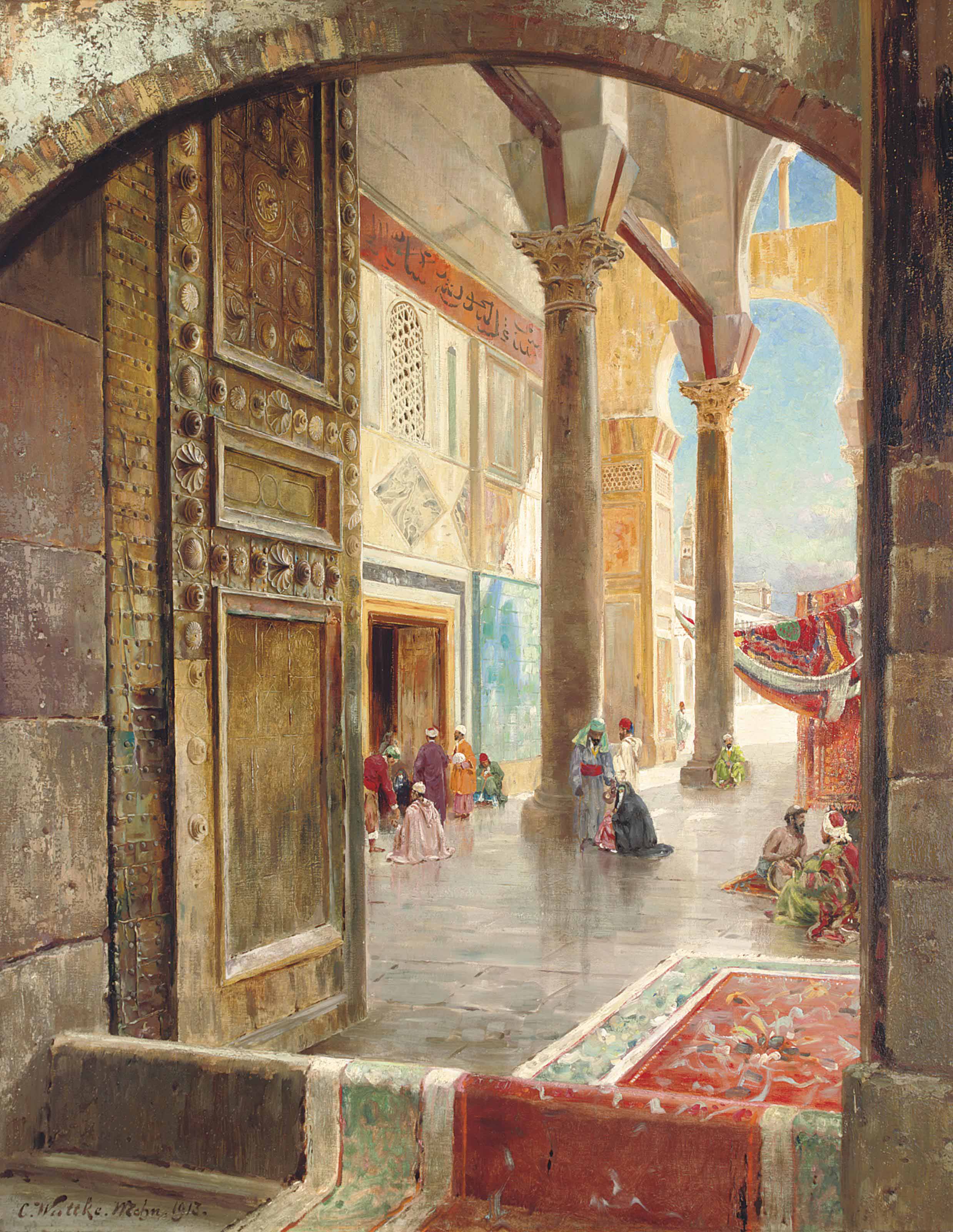 Carl Wuttke German 1849 1927 The Great Umayyad Mosque Damascus 19th Century Paintings Christie S