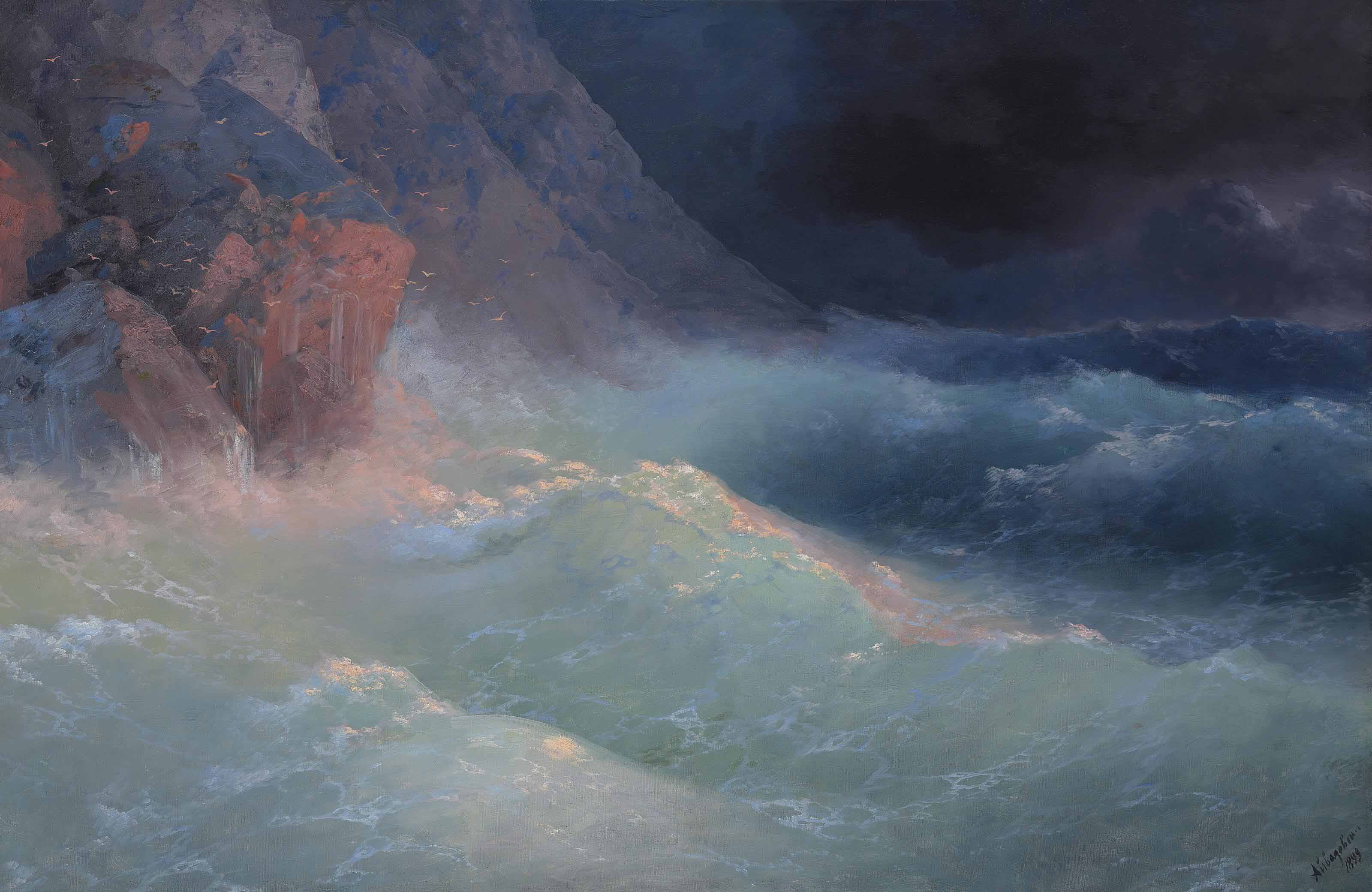 Ivan Aivazovsky 1817 1900 Storm On The Black Sea Late 19th