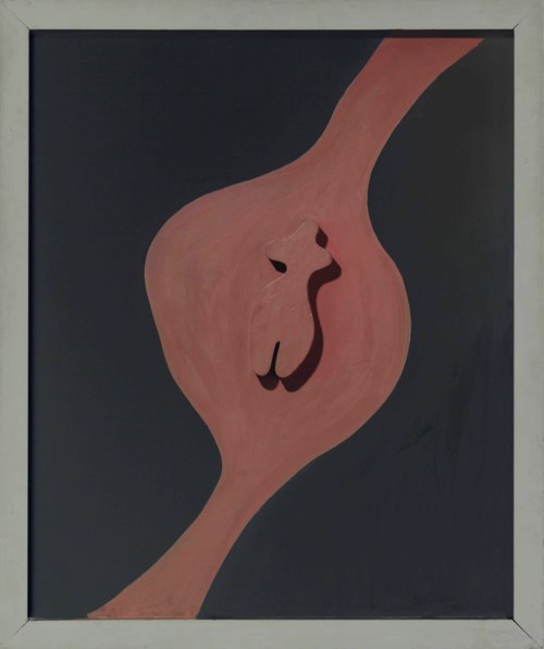 漢斯&middot;阿爾普（1886-1966），《雙耳細頸瓶女人》，1929年作。上色木浮雕 藝術家上色框。49&frac14; x 41&frac14;吋（125 x 104.7公分）。2014年6月24日於佳士得倫敦售出，成交價1,818,500英鎊。藝術品：DACS 2020