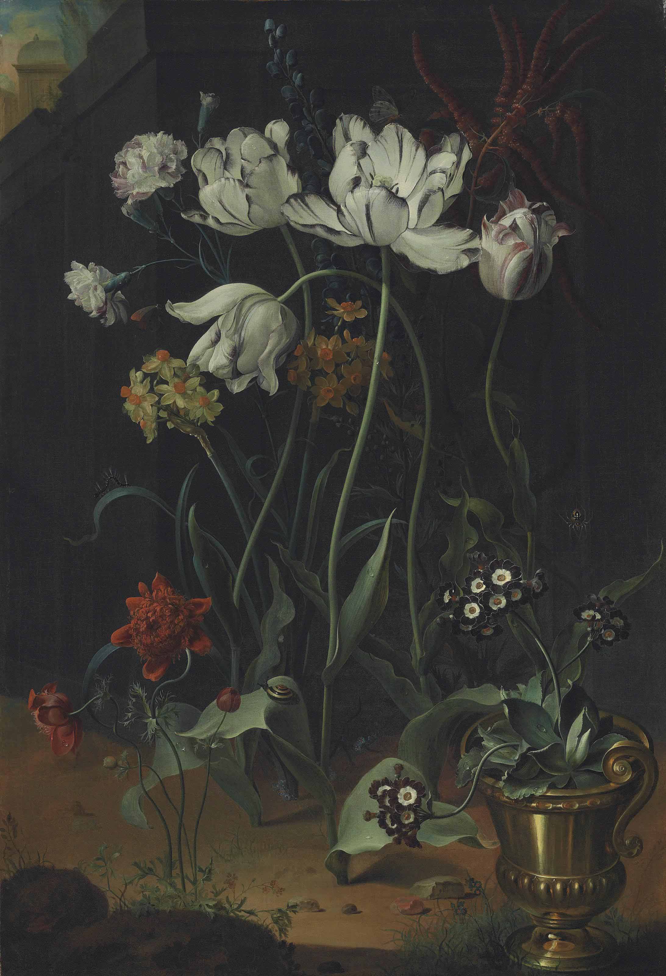 Coenraet Roepel (The Hague 16781748) , Parrot tulips, narcissi