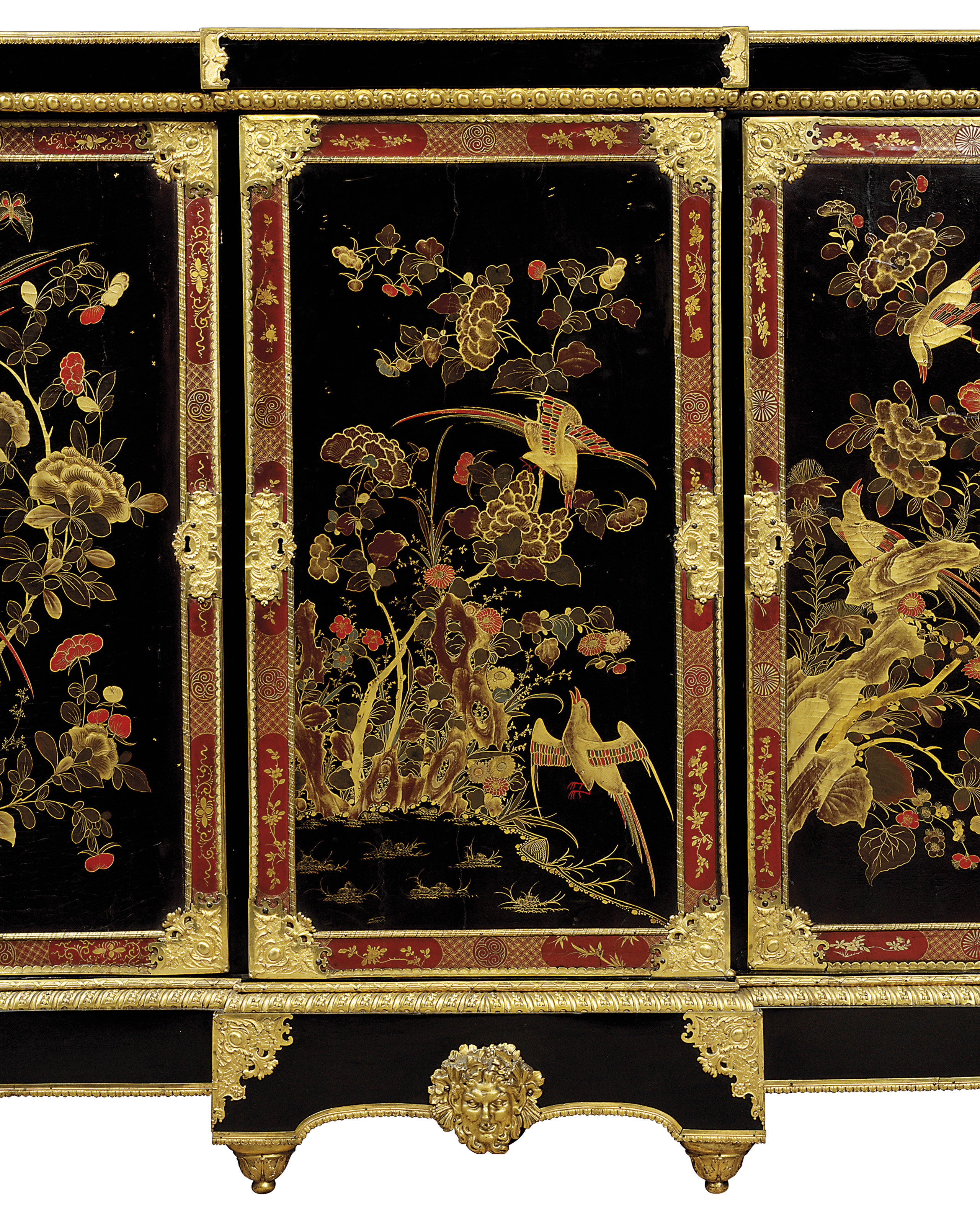 A Pair Of Regence Ormolu Mounted And Brass Inlaid Ebony Chinese