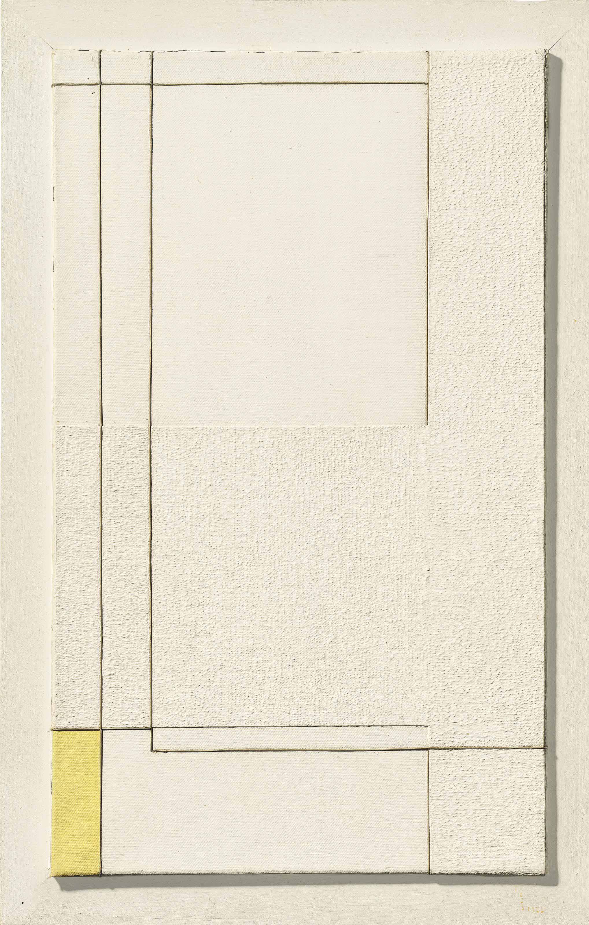 Marlow Moss (1889-1958), White and Yellow, 1935. Oil, string and collage on canvas. 24&frac12; x 15&frac34; in (62.2 x 40 cm). Sold for &pound;116,500 on 26 June 2014 at Christie&rsquo;s in London. Artwork: &copy; reserved