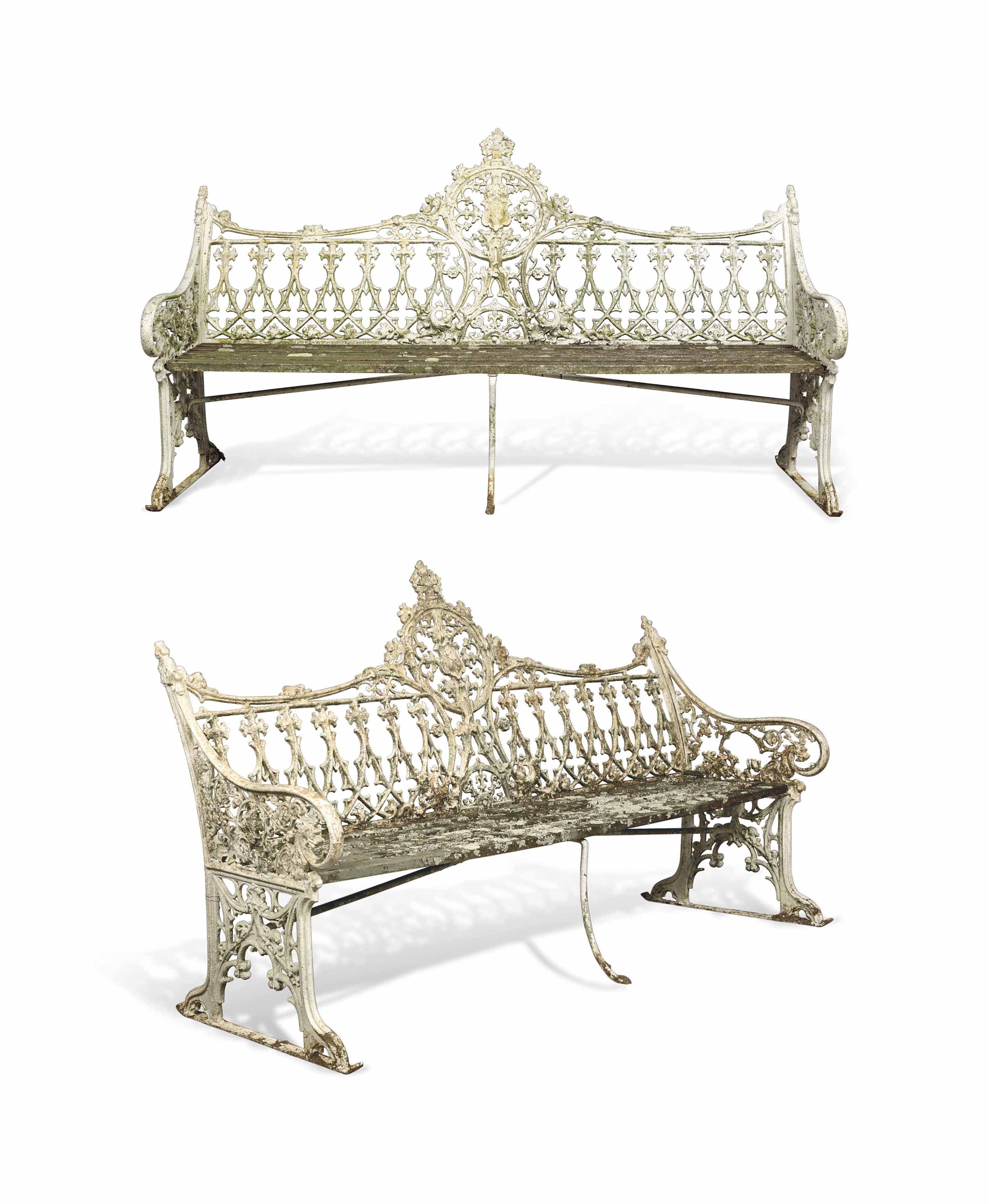 A Pair Of Early Victorian White Painted Cast Iron Garden Benches Mid 19th Century Garden Seats Tables Furniture Lighting Christie S