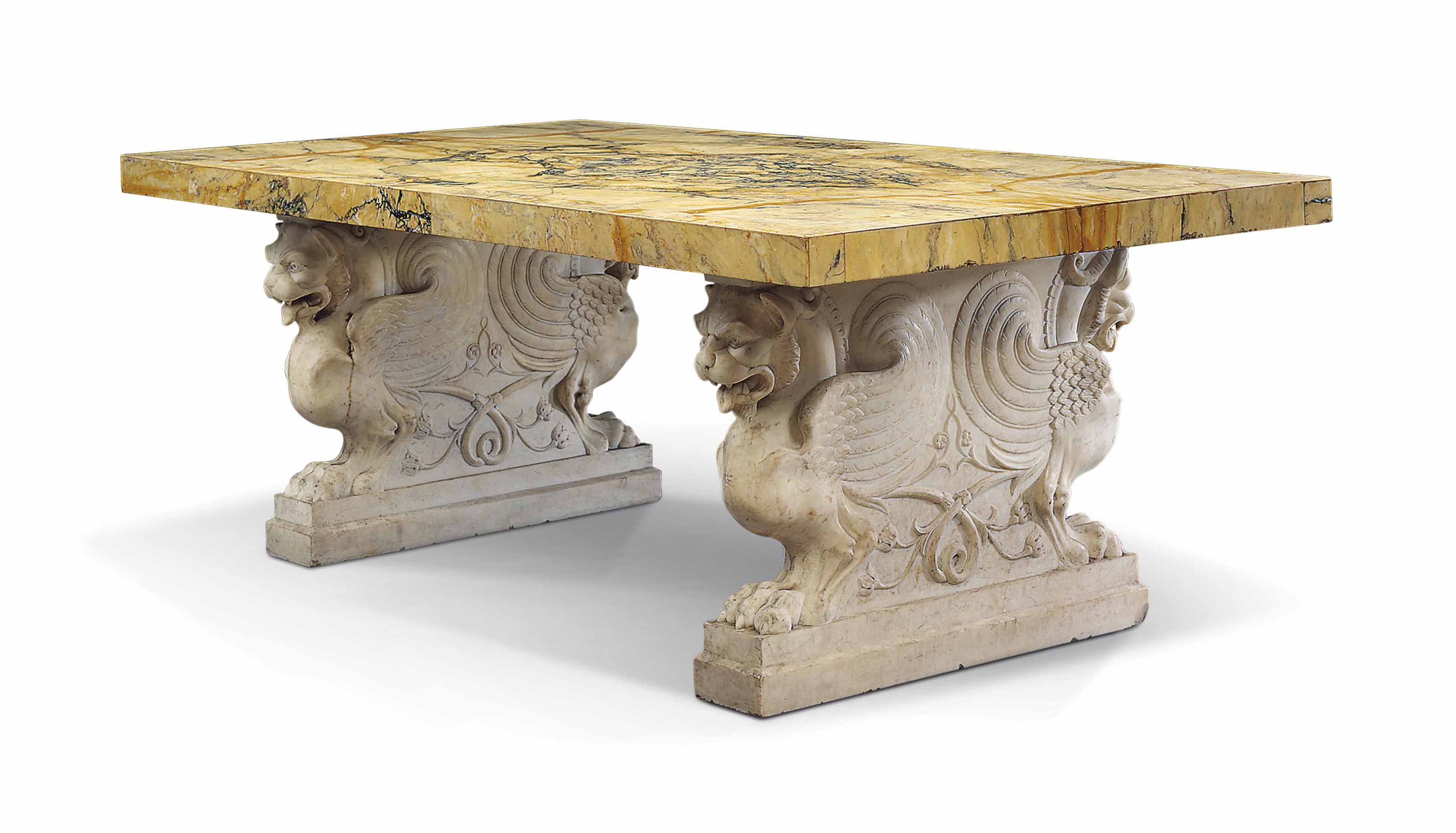A LARGE ITALIAN WHITE MARBLE CENTRE TABLE , LATE 19TH ...