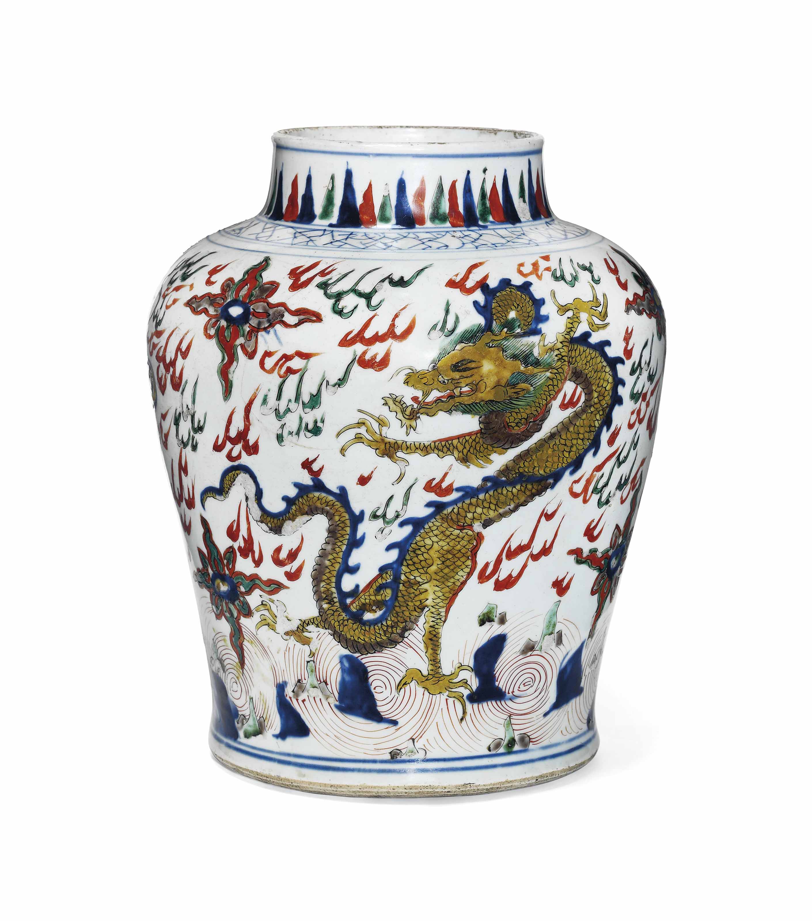 A CHINESE WUCAI 'DRAGON' JAR