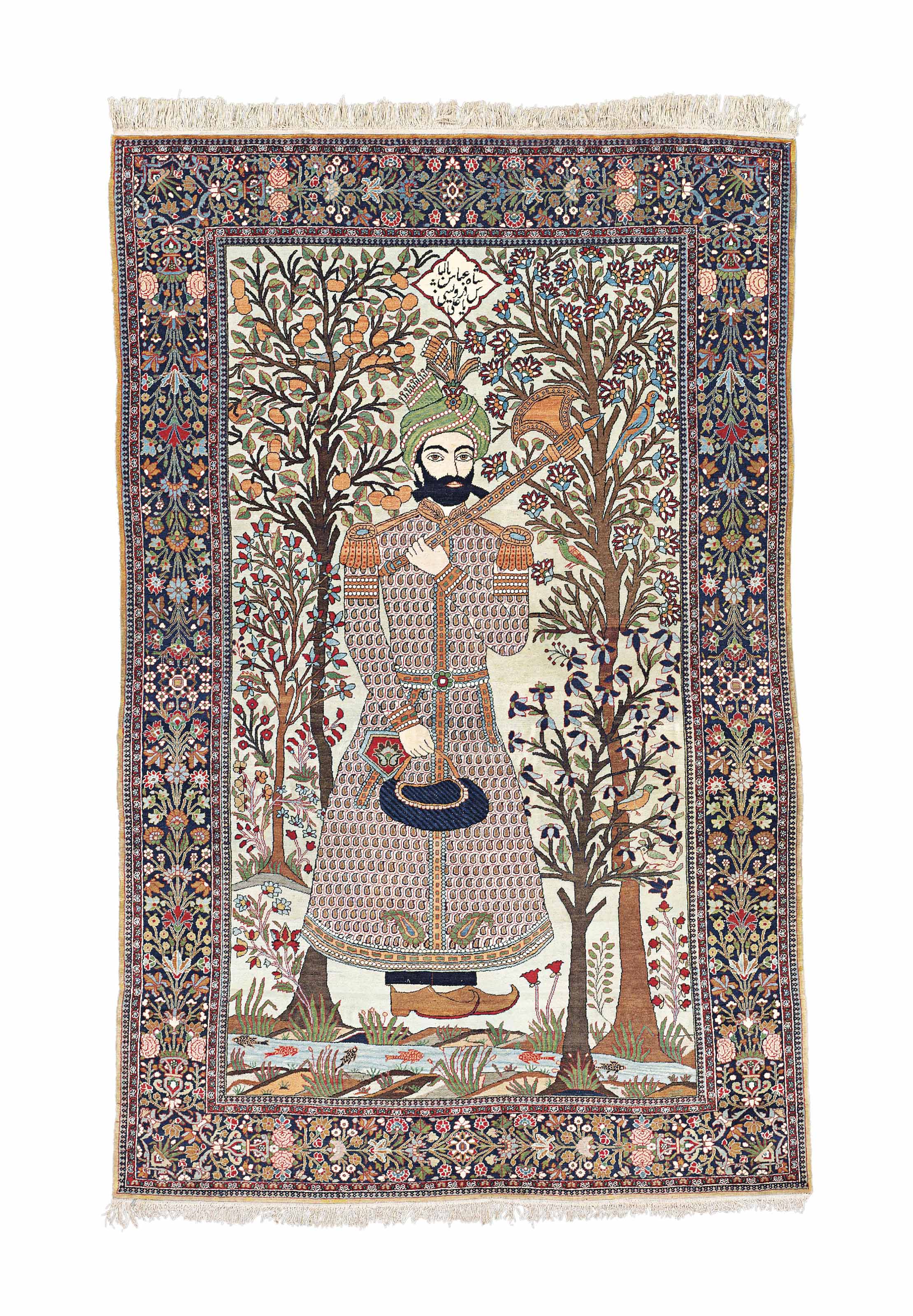 A KASHAN 'MOHTASHAM' PICTORIAL RUG , CENTRAL PERSIA, CIRCA 1900