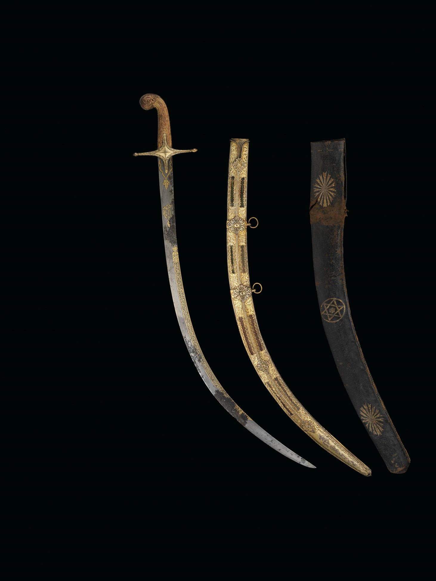 AN OTTOMAN CURVED SWORD (KILIJ) WITH GILTCOPPER (TOMBAK) SHEATH AND