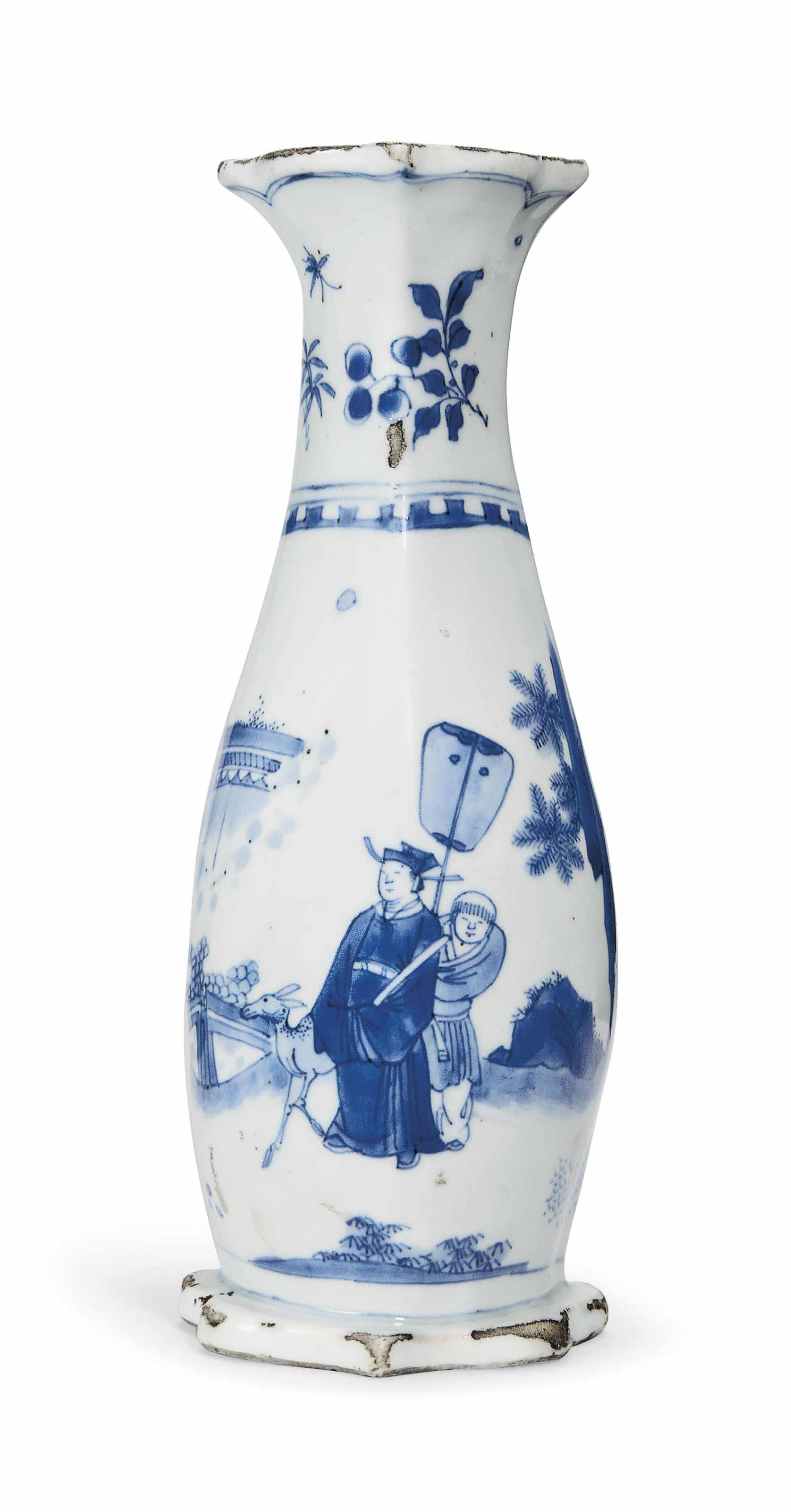 A Chinese Blue And White Wall Vase Transitional Period Mid 17th Century Figural All Other Categories Of Objects Christie S