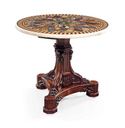 roman marble mosaic specimen micro centre table rosewood quarter lot