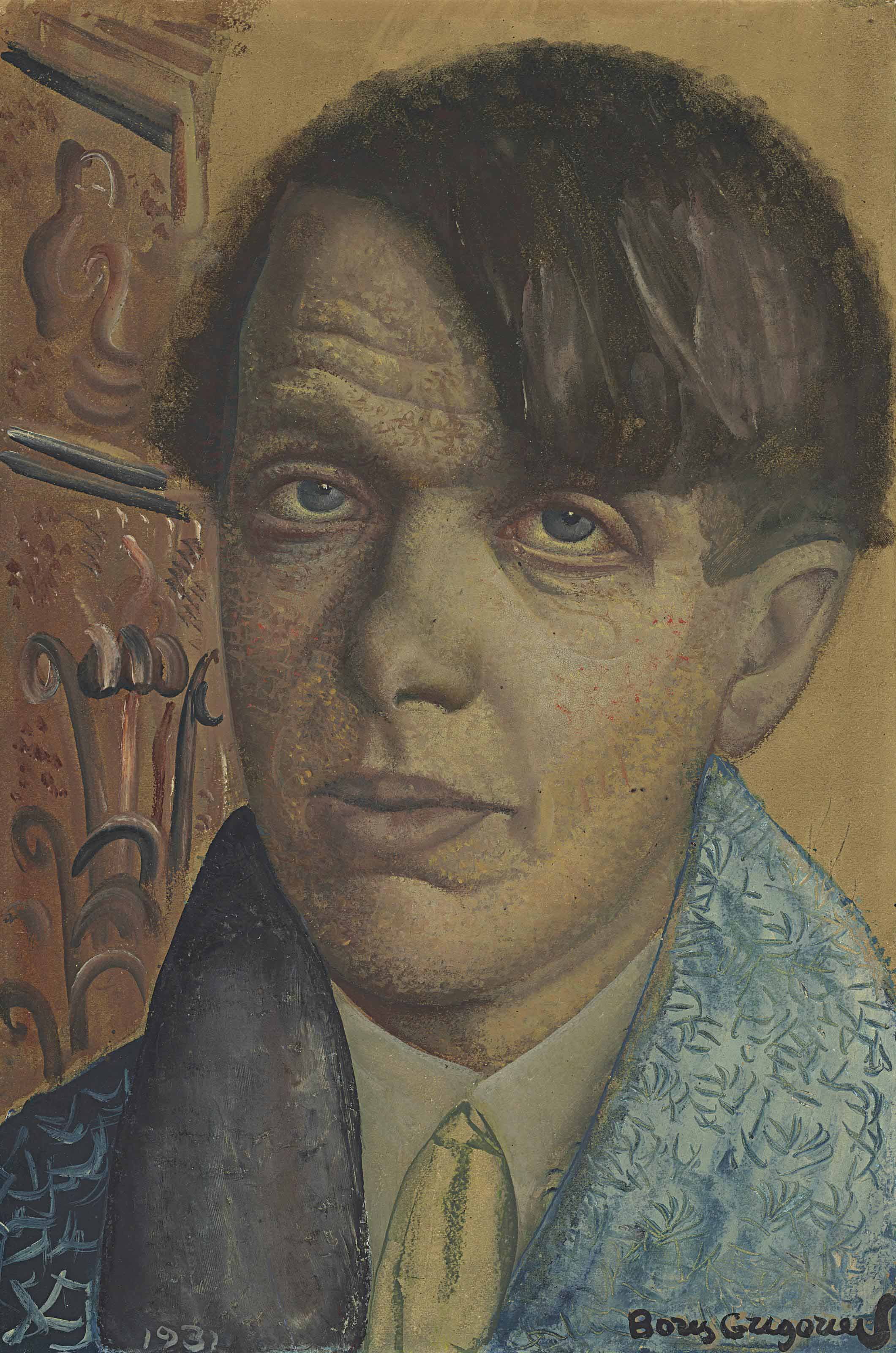 Boris Grigoriev (1886-1939), Self-portrait. 16⅞ x 11⅜  in (42.9 x 29  cm). Sold for &pound;47,500 on 24 November 2014 at Christie&rsquo;s in London