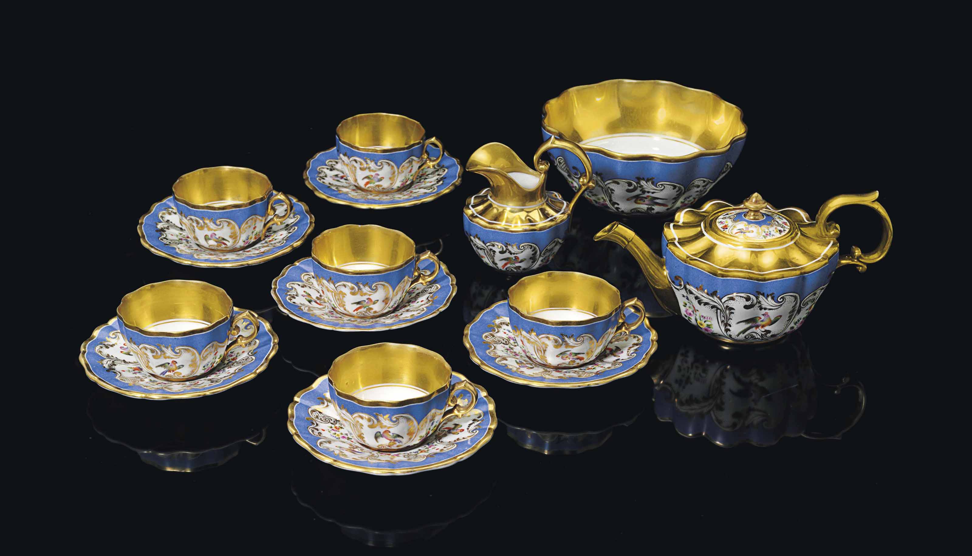 A PORCELAIN TEA SET , BY THE IMPERIAL PORCELAIN FACTORY, ST PETERSBURG