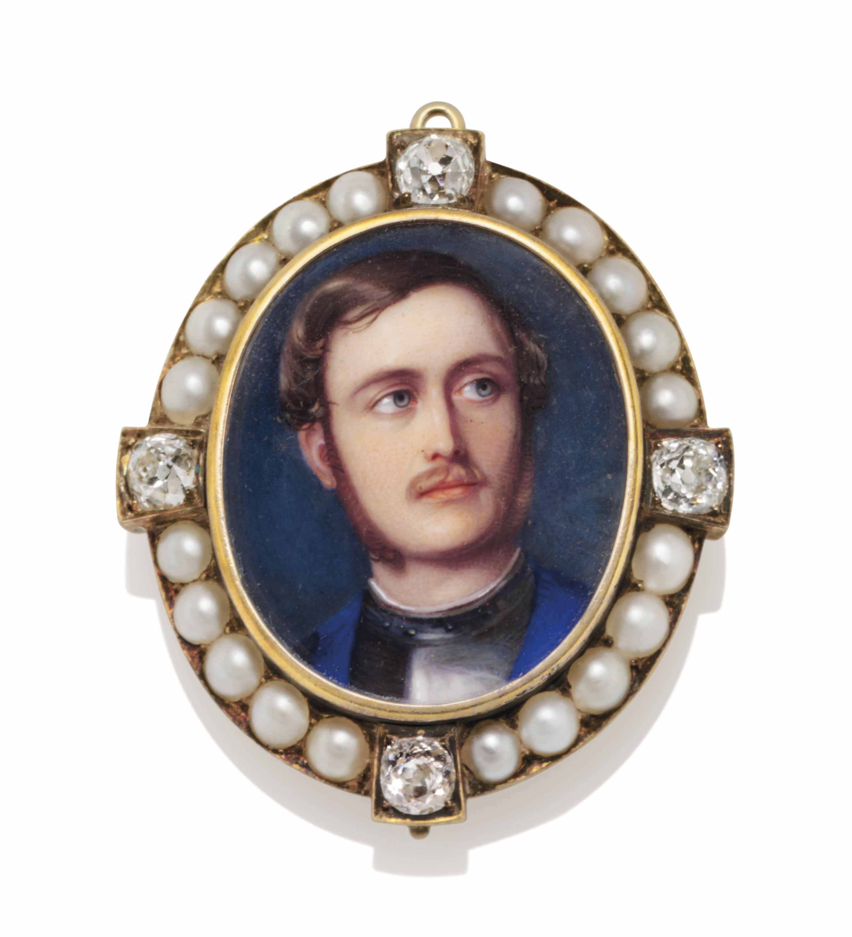 AN ENAMEL IN A JEWELED FRAME PORTRAIT MINIATURE OF PRINCE ...