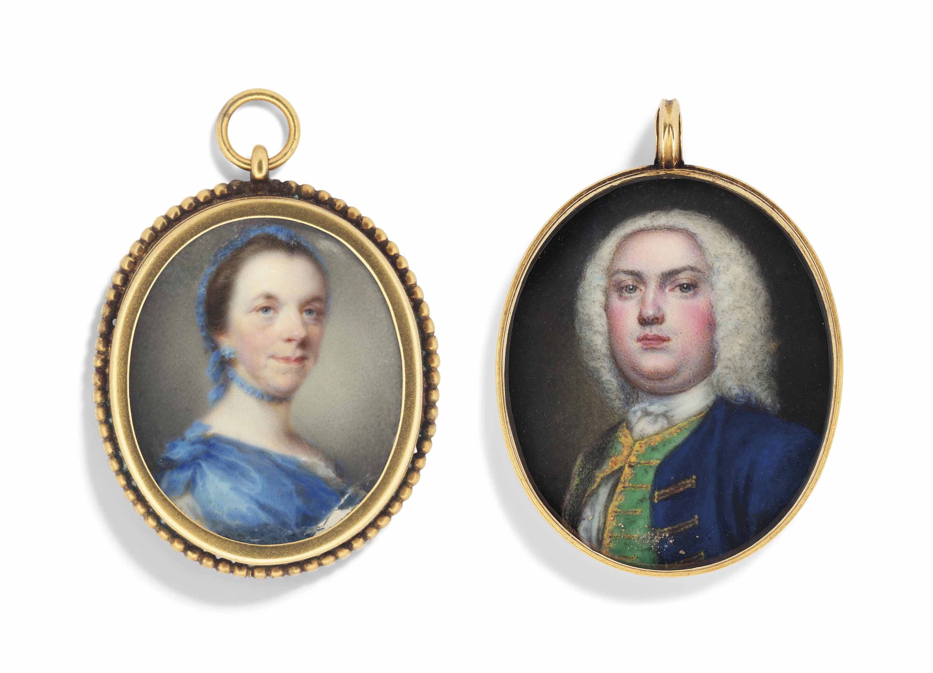 TWO 18TH CENTURY ENAMEL PORTRAIT MINIATURES