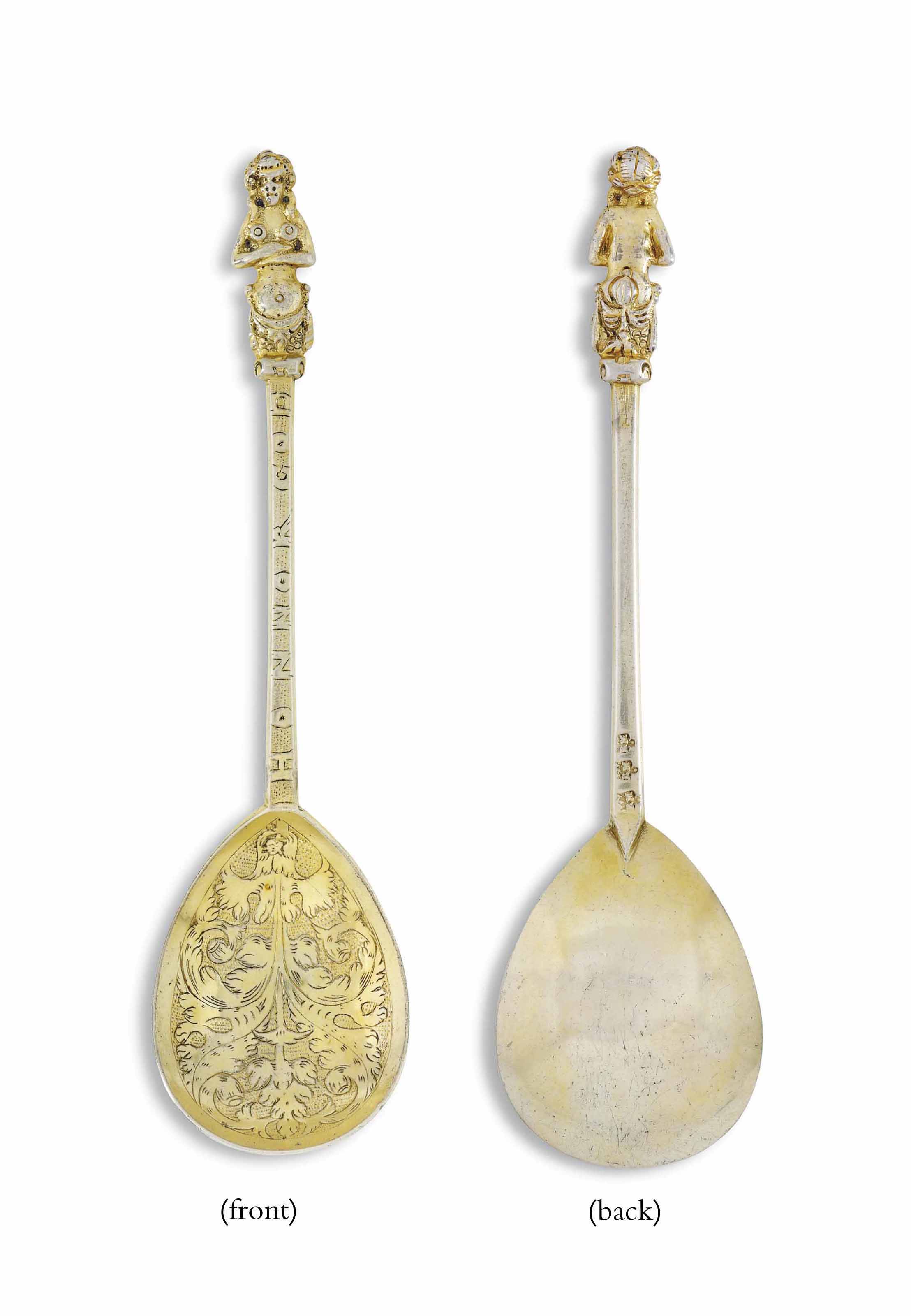 A JAMES I SILVERGILT APHRODITE SPOON , MARK OF JOHN QUICK, BARNSTAPLE