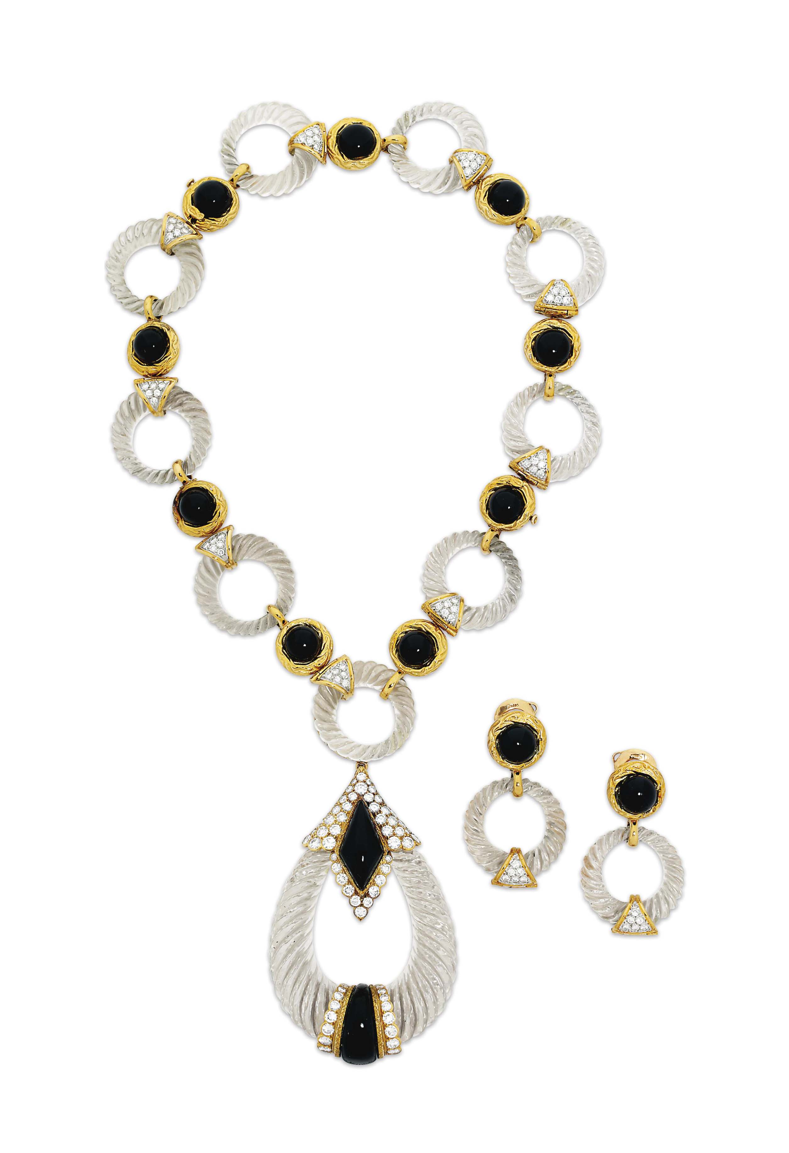 A Rock Crystal Onyx And Diamond Necklace By Boucheron