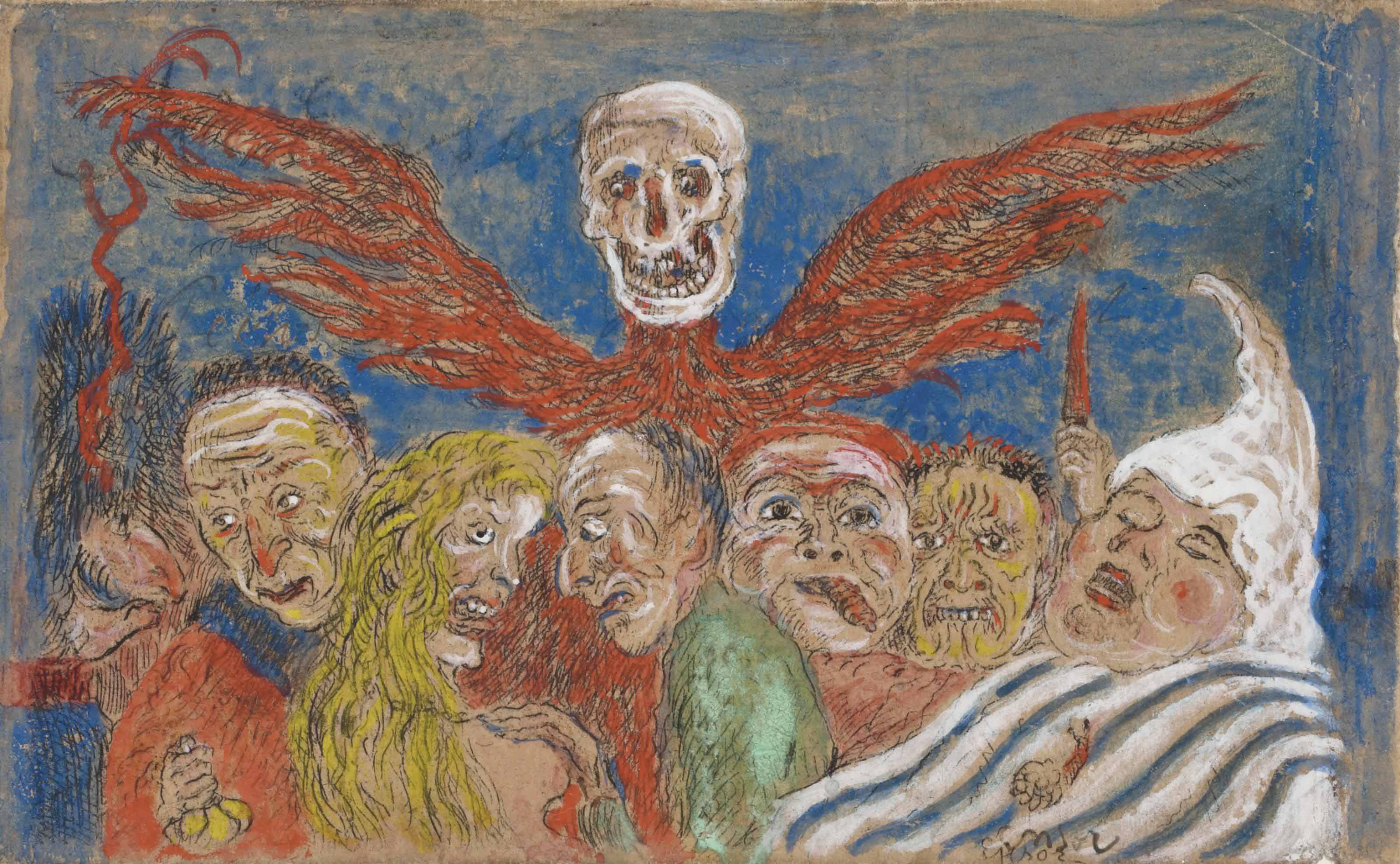 James Ensor (1860-1949), P&eacute;ch&eacute;s Capitaux domin&eacute;s par la Mort, from: Les Sept P&eacute;ch&eacute;s Capitaux (The Deadly Sins Dominated by Death, from: The Seven Deadly Sins). Sold for &pound;134,500 on 19 March 2014 at Christie&rsquo;s in London