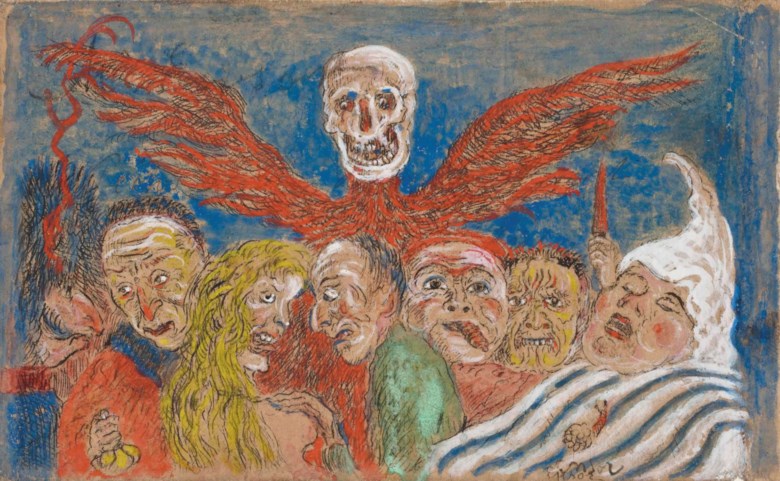 James Ensor (1860-1949), Péchés Capitaux dominés par la Mort, from Les Sept Péchés Capitaux (The Deadly Sins Dominated by Death, from The Seven Deadly Sins). Sold for £134,500 on 19 March 2014 at Christie’s in London