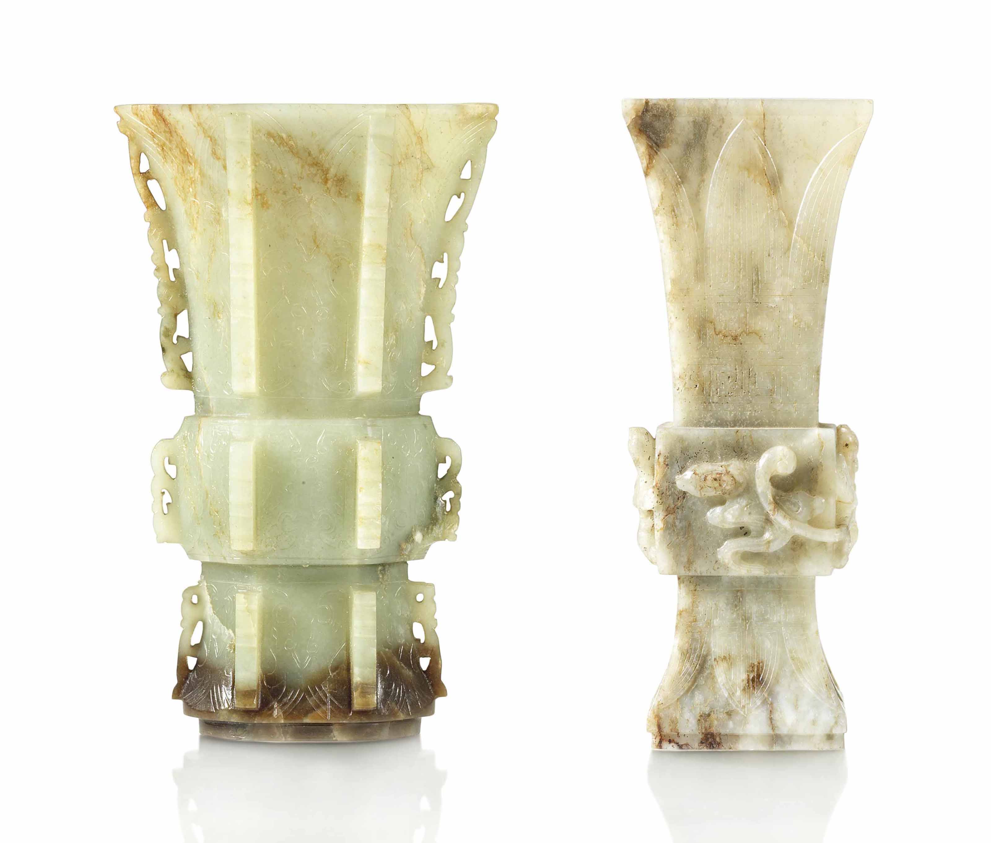 TWO ARCHAISTIC JADE VASES, GU , MING DYNASTY (13681644) Christie's