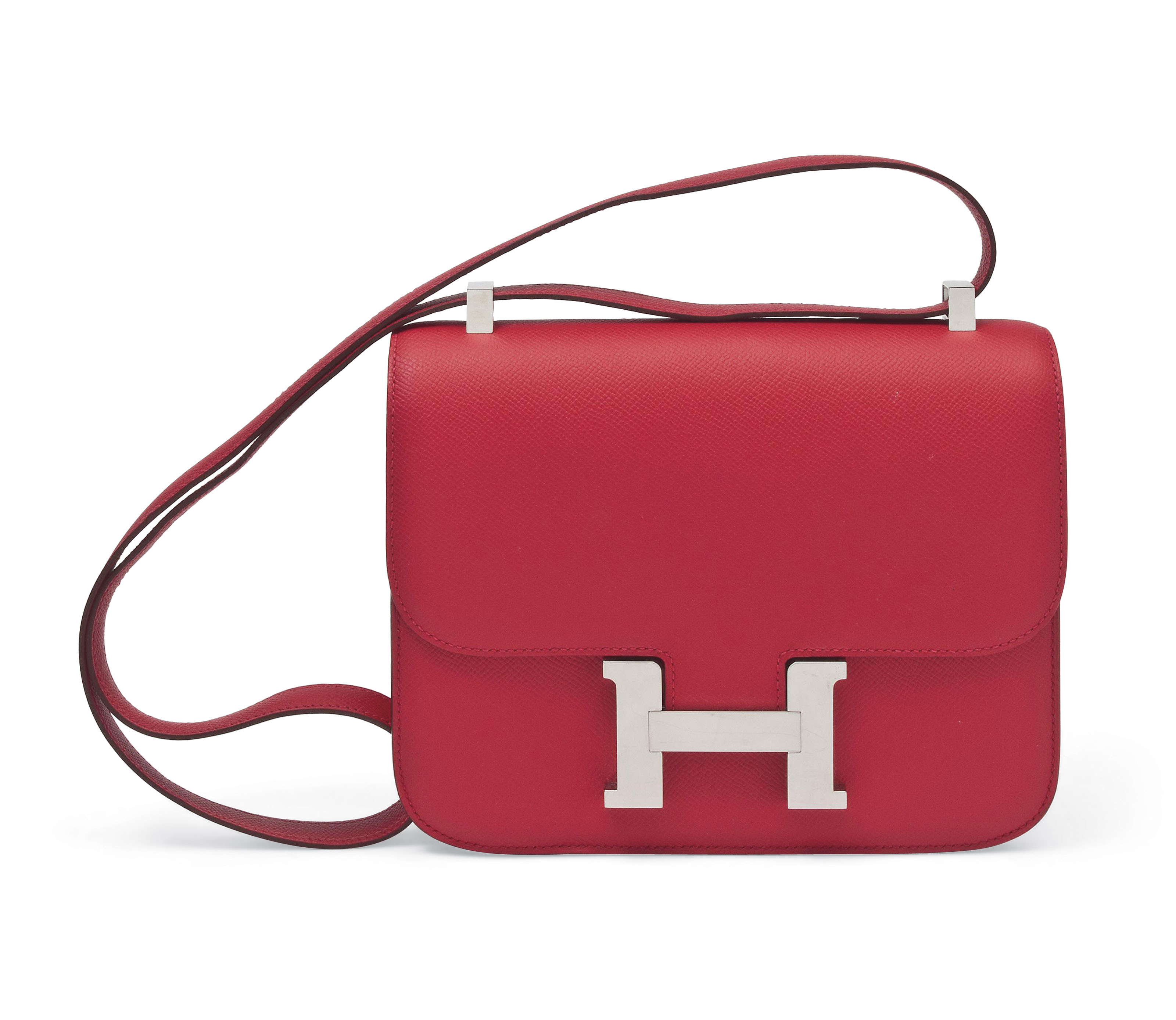 A RED LAMBSKIN LEATHER MEDIUM DOUBLE FLAP BAG WITH SILVER HARDWARE, CHANEL,  2005-2006