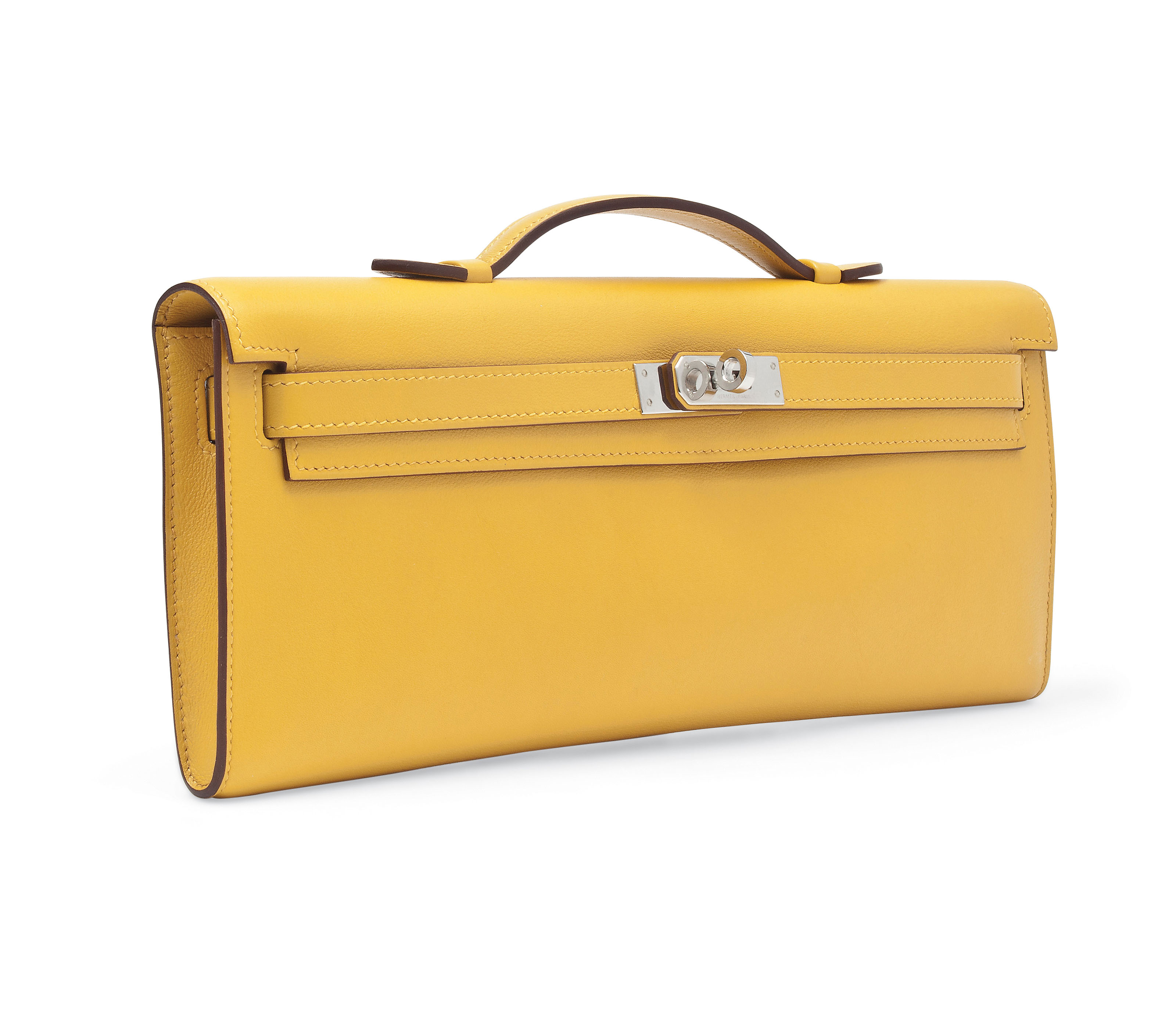 A YELLOW LEATHER KELLY CUT CLUTCH BAG, HERMÈS, 2010