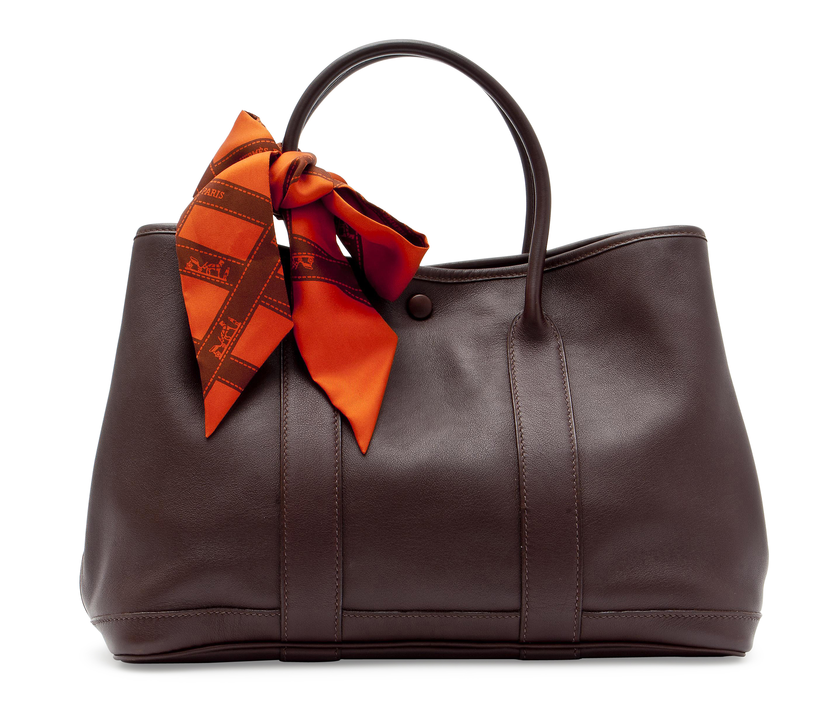 A CHOCOLATE VEAU SWIFT LEATHER GARDEN PARTY BAG, HERMÈS, 2005