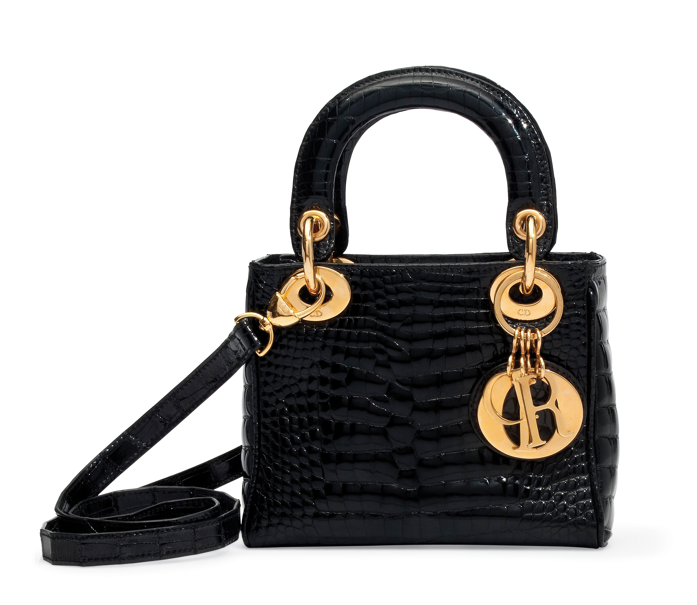 A BLACK CROCODILE LADY DIOR BAG, CHRISTIAN DIOR, 2012