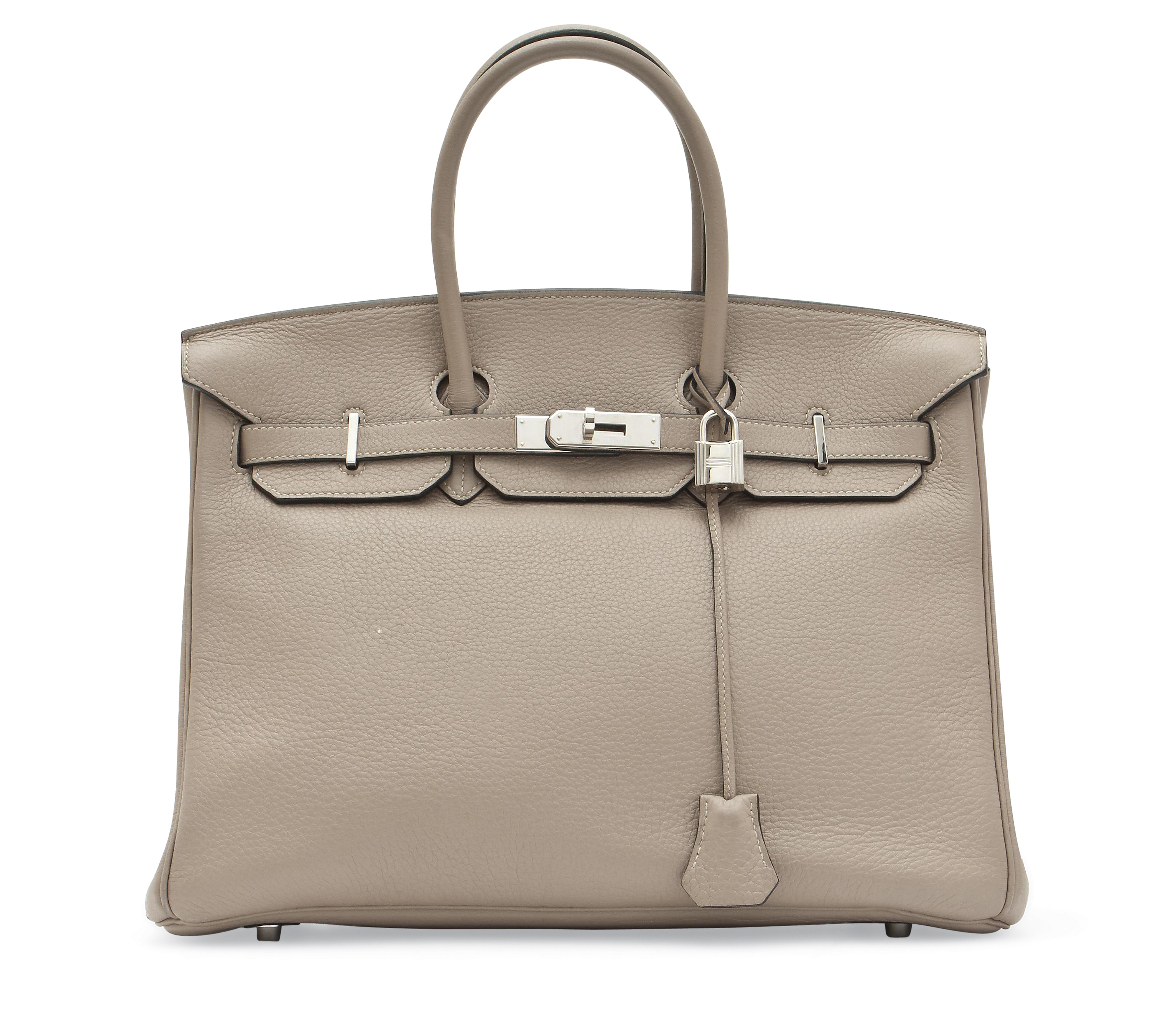 A GRIS TOURTERELLE VEAU TAURILLON CLEMENCE LEATHER BIRKIN BAG