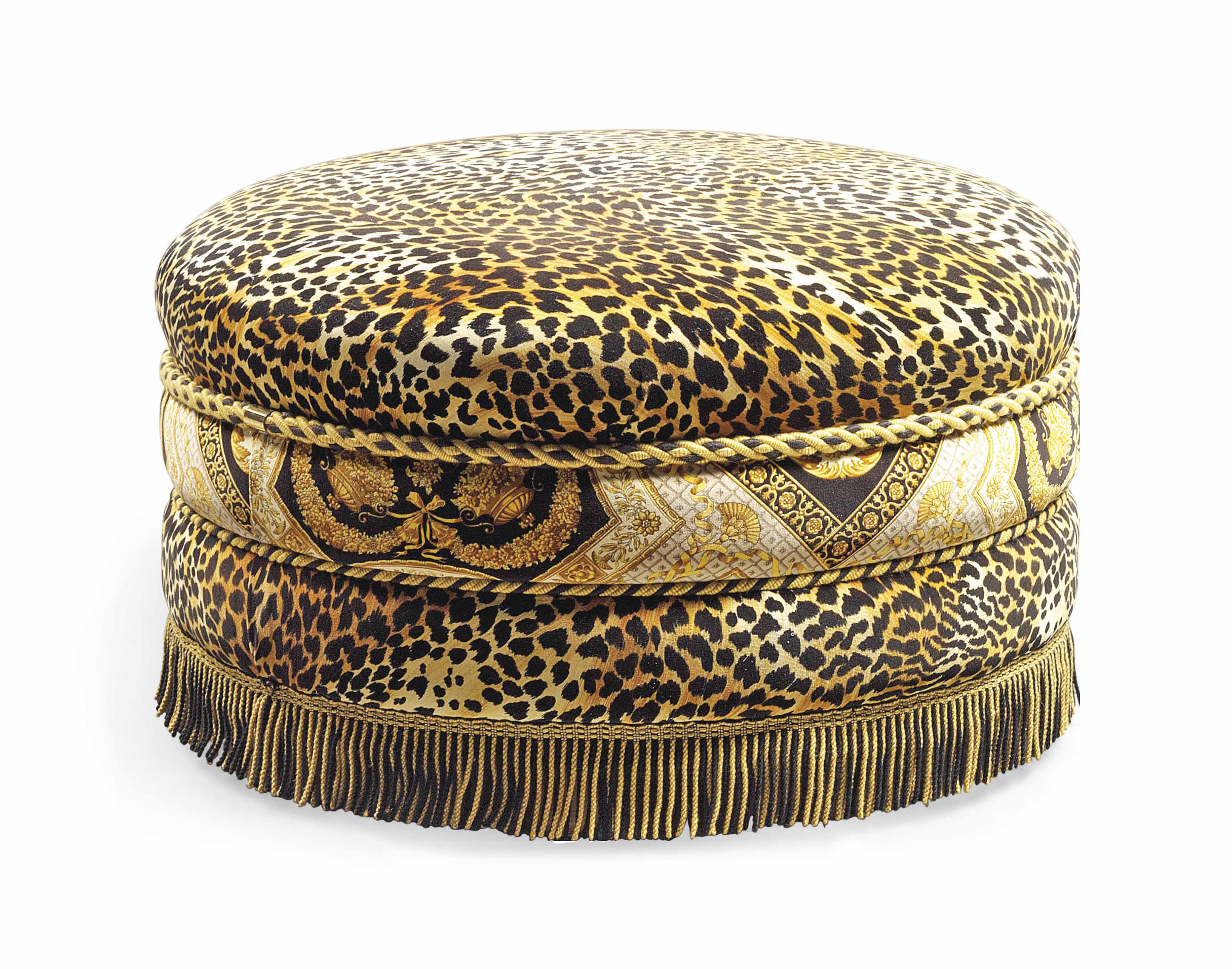 A LEOPARDPRINT VELVET POUFFE
