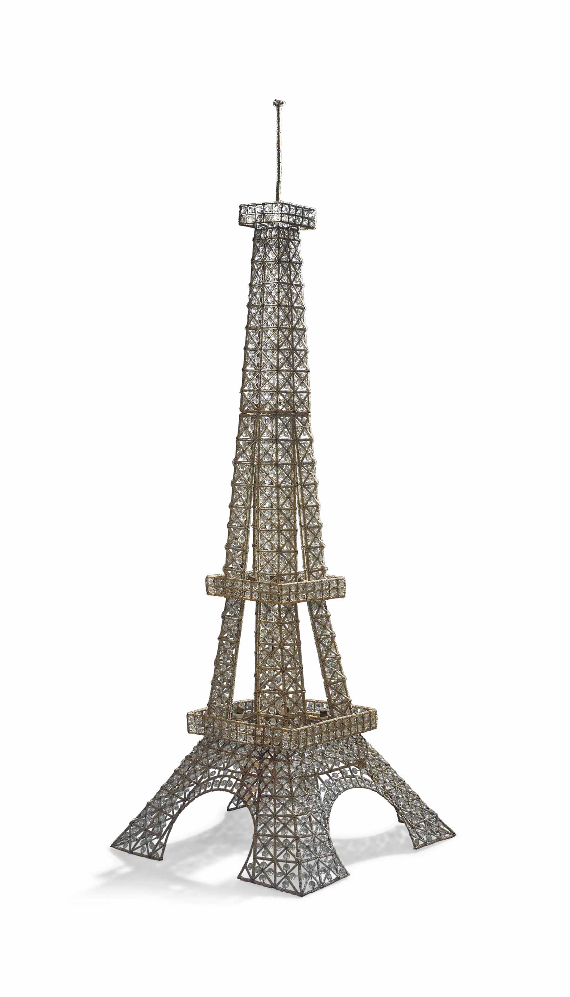 A LARGE BEADED GLASS FLOOR LAMP IN THE FORM OF THE EIFFEL ...