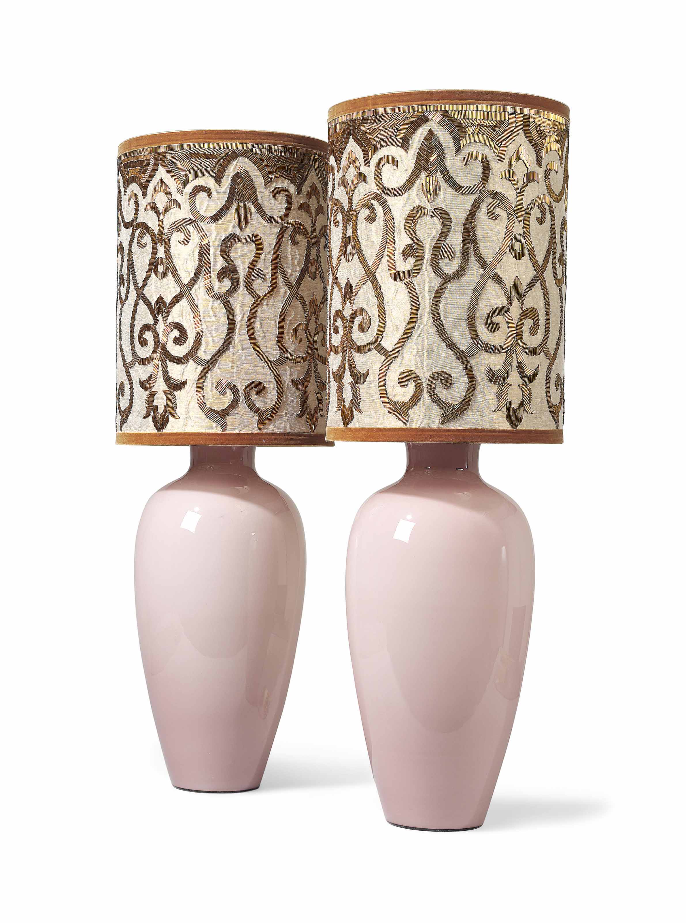 A Pair Of Pink Glass Table Lamps Late 20th Century Lamp Furniture Lighting Christie S