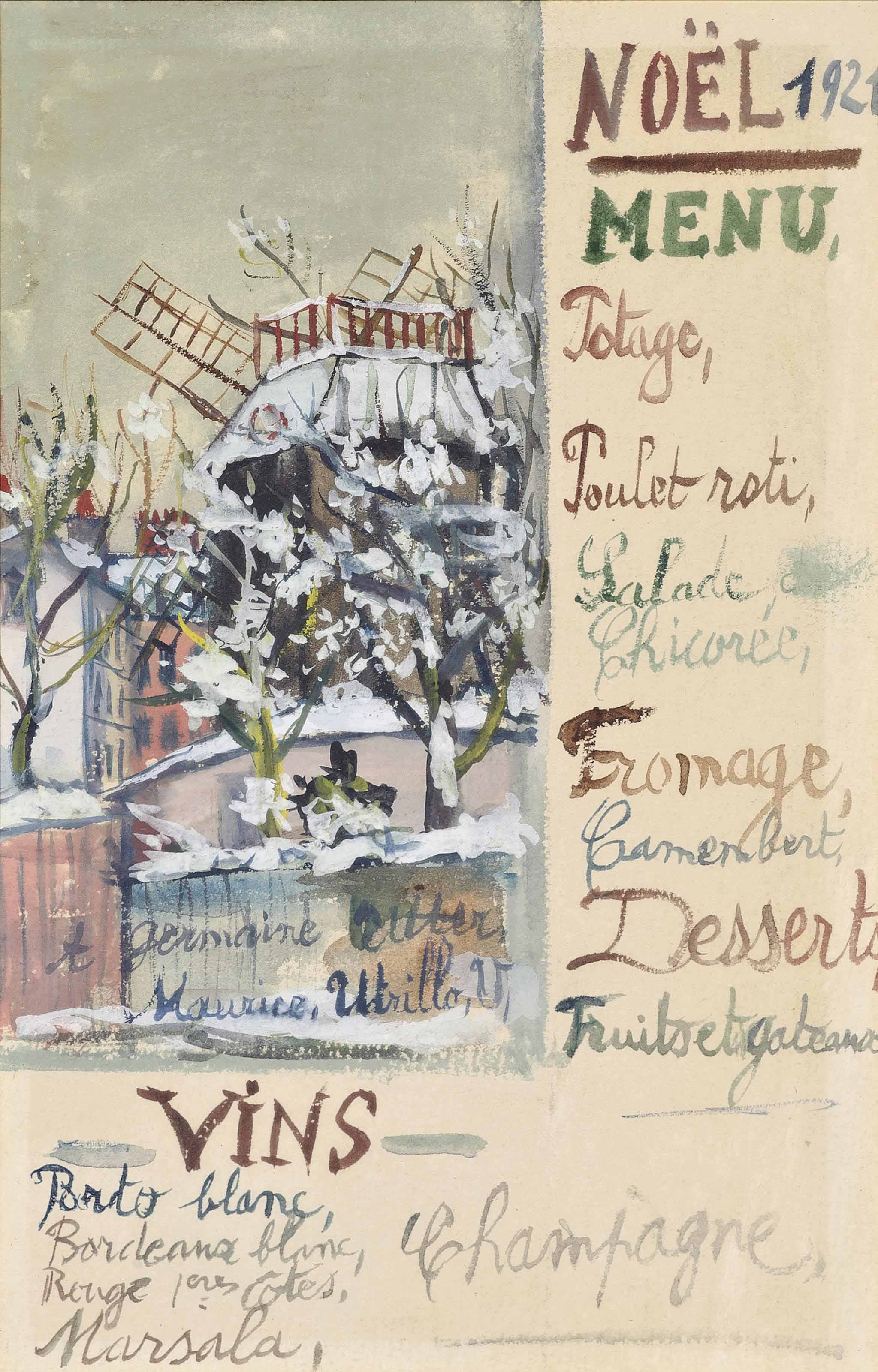 Menu De La Noel Maurice Utrillo 1883 1955