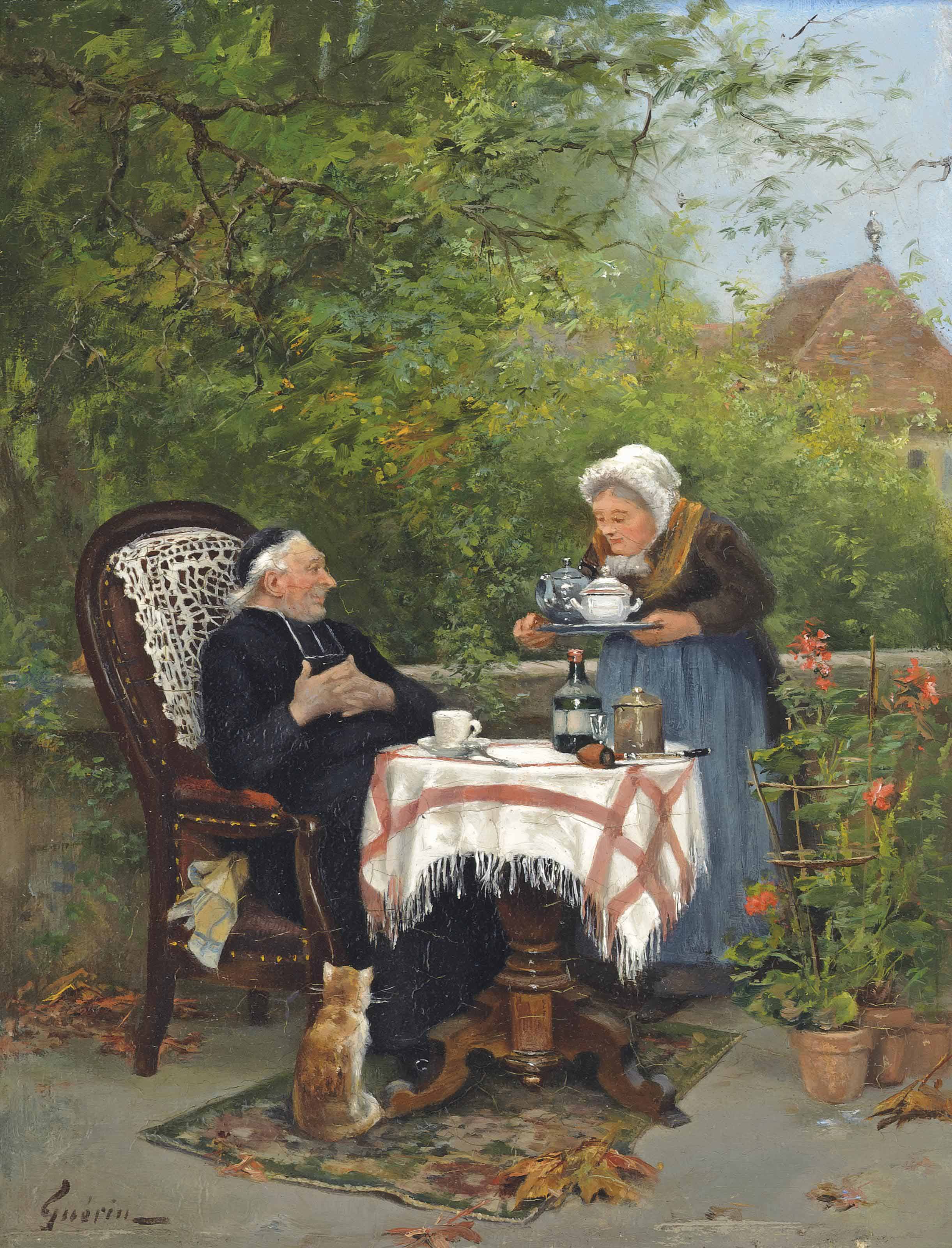 Charles François Prosper Guérin (French, 18751939) , The curate's tea