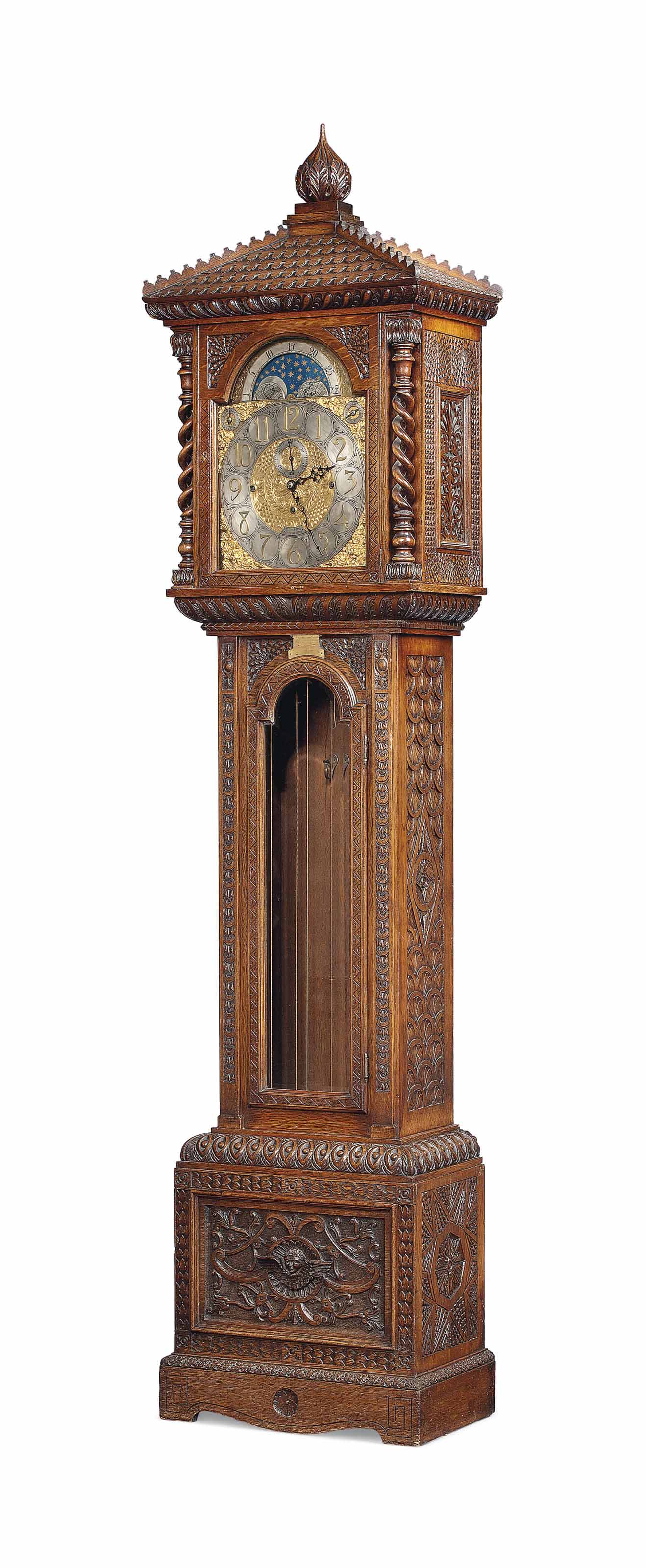 A VICTORIAN PROVINCIAL OAK QUARTER CHIMING LONGCASE CLOCK , W. LISTER