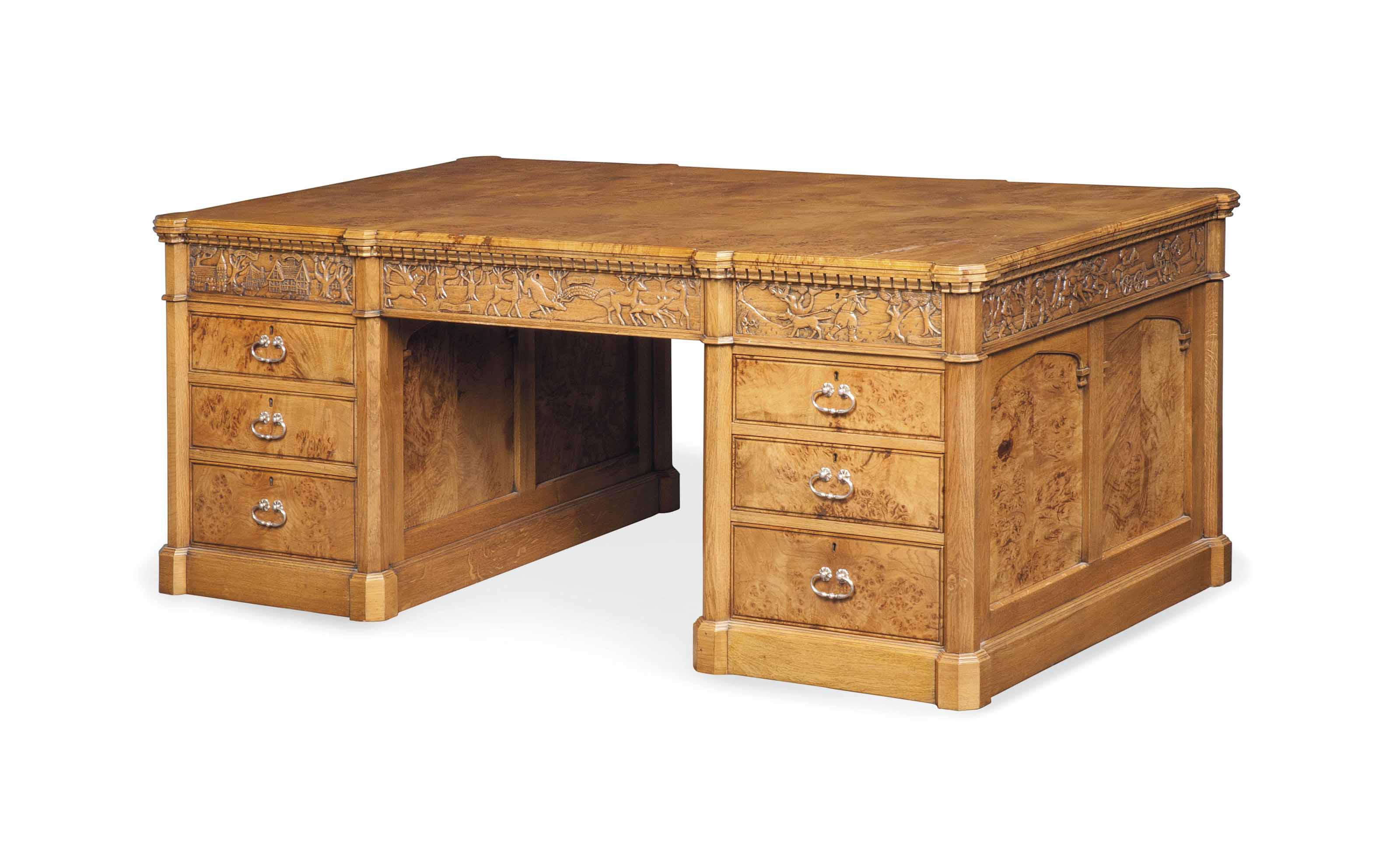 The Catherine Of Aragon Desk A Large Modern Burr Oak Partners