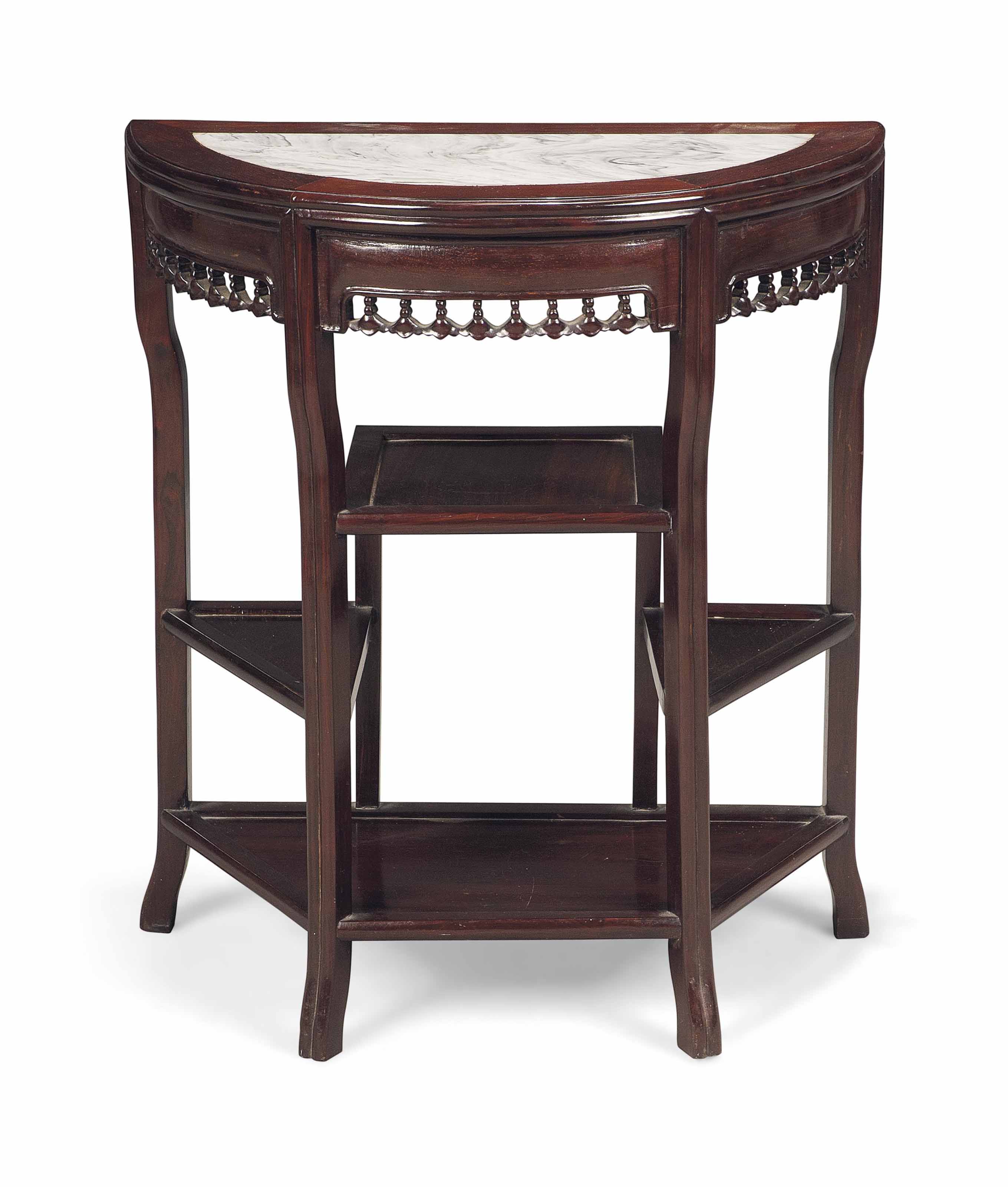 A Chinese Hongmu Demi Lune Side Table Late 19th Early 20th