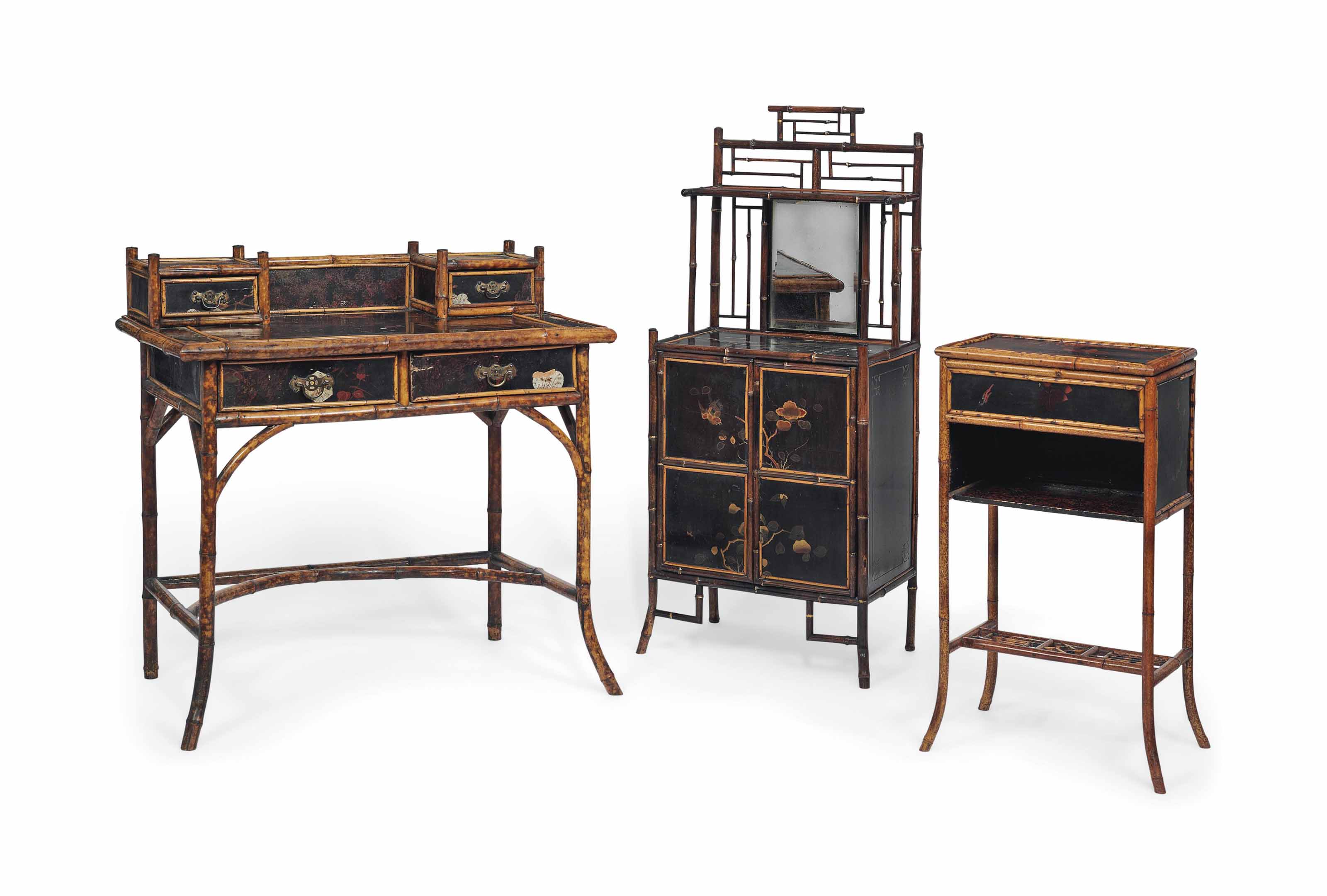 A GROUP OF LATE VICTORIAN BAMBOO AND JAPANNED FURNITURE , LAST QUARTER