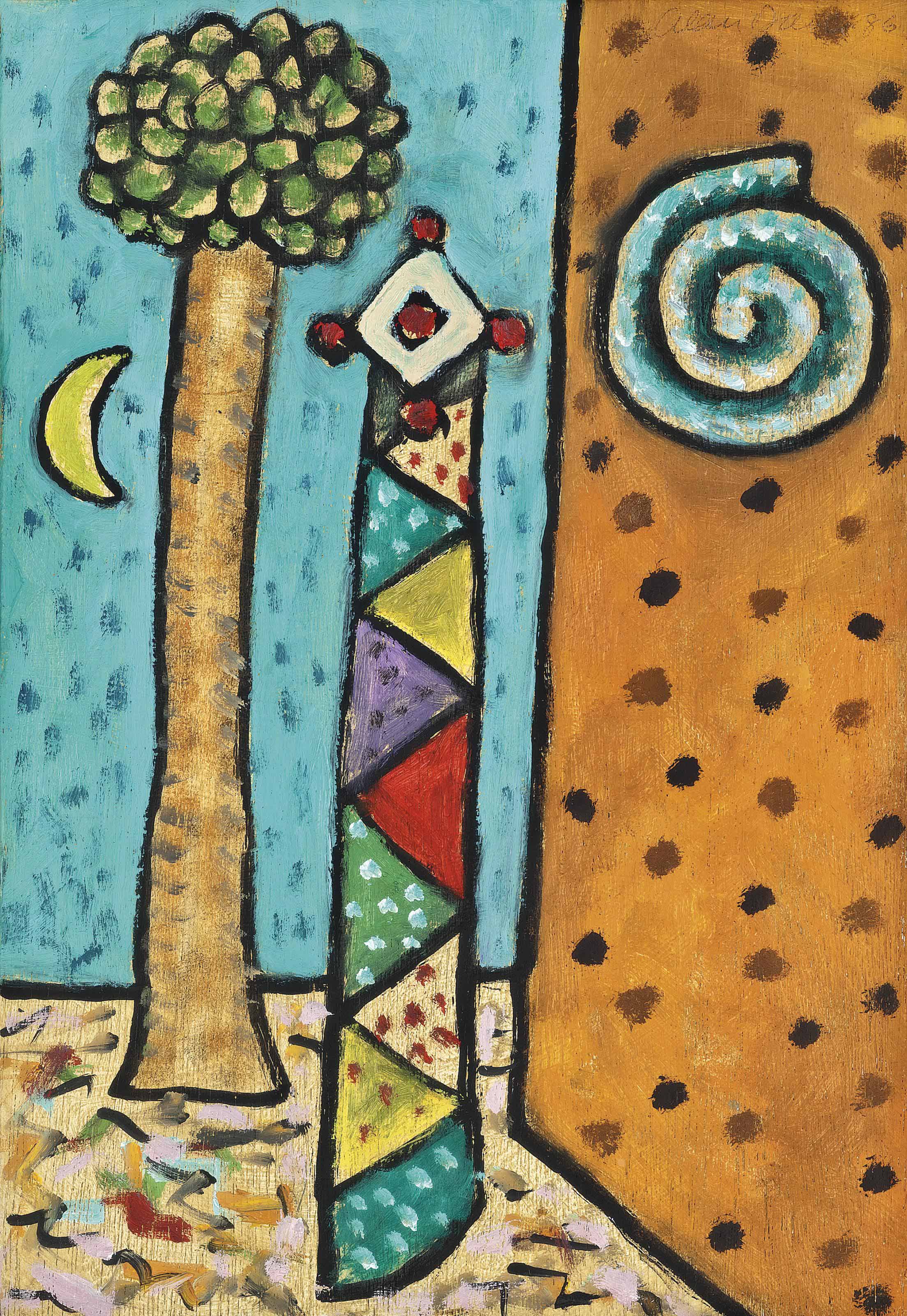 Alan Davie, R.A. (b. 1920) , Tree and moon Christie's