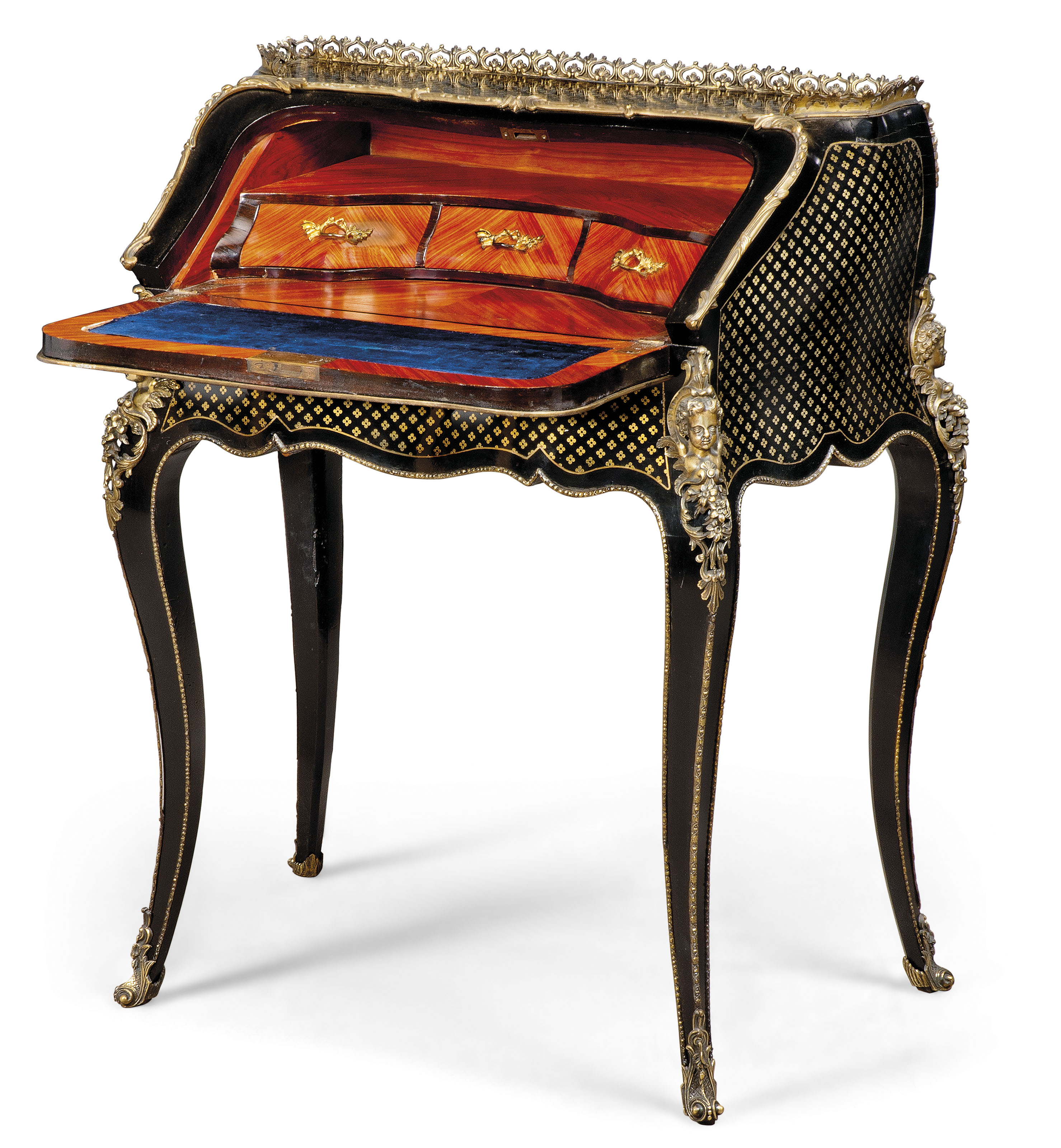 A Napoleon Iii Ormolu Mounted And Brass Inlaid Ebonised Bureau De Dame By Louis Grade Paris Circa 1860 Mid 19th Century Writing Table Christie S