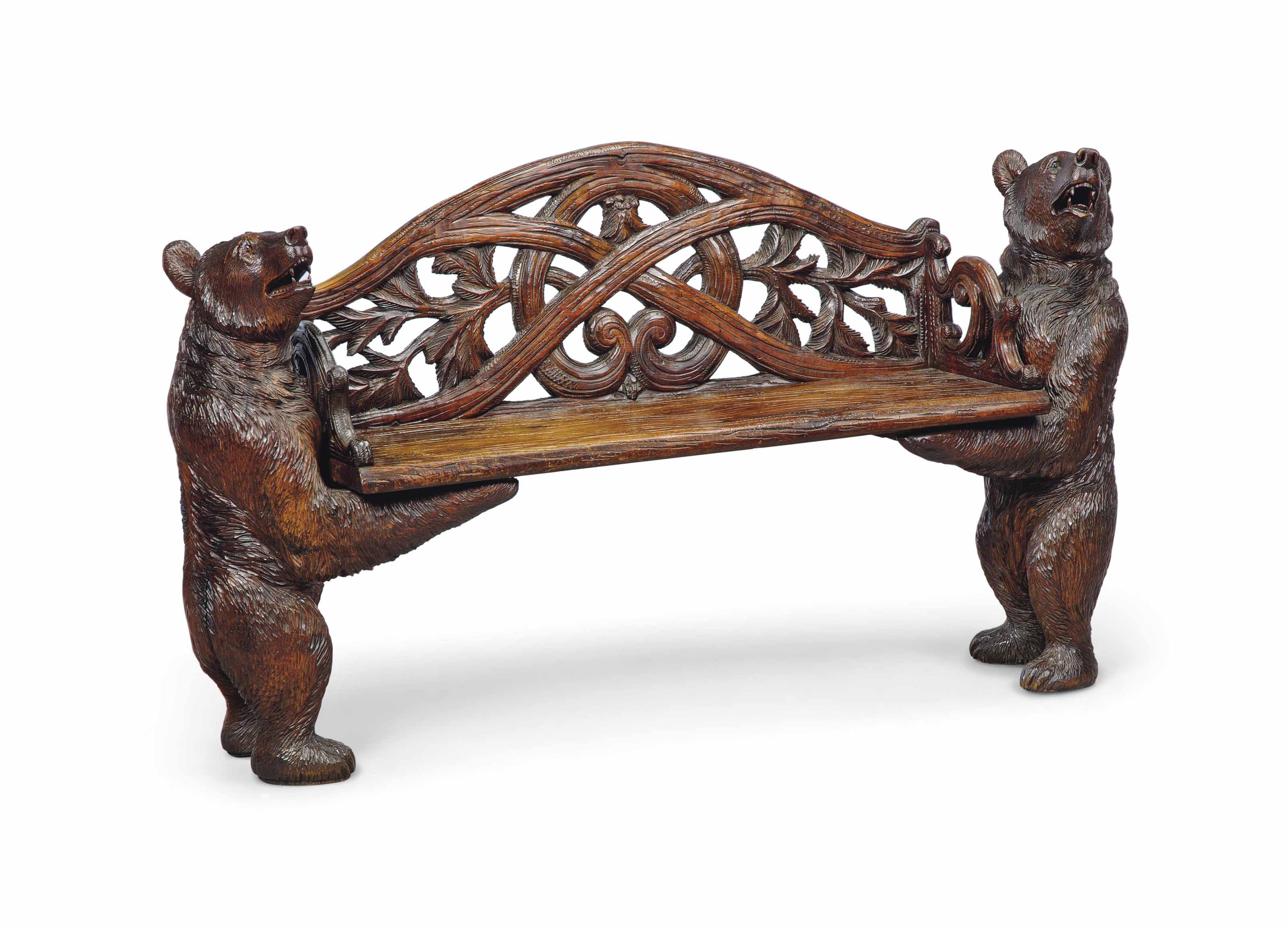 A Swiss Black Forest Bear Hall Bench Circa 1900 Animal Bench